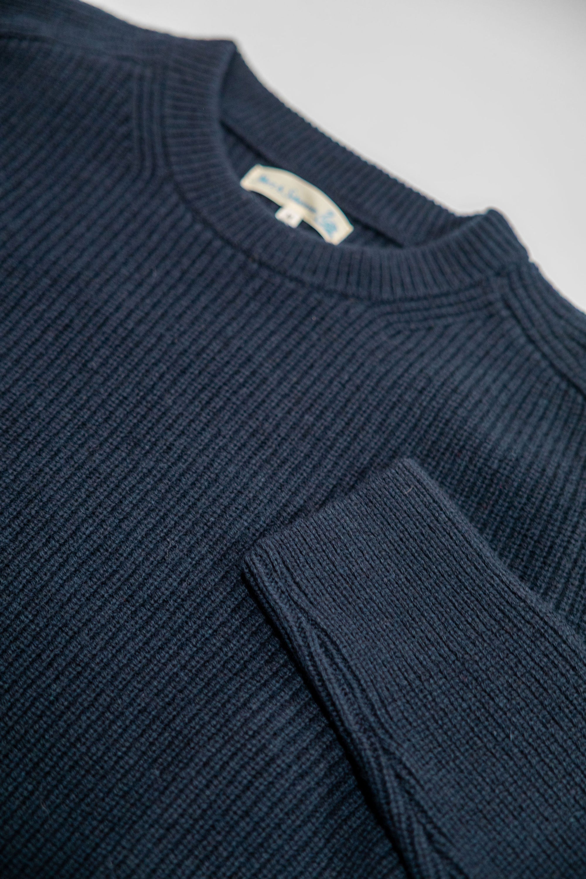 Merz b. Schwanen LOCC02 Sturdy Ribbed Merino-Wool Cashmere Sweater - Dark Navy