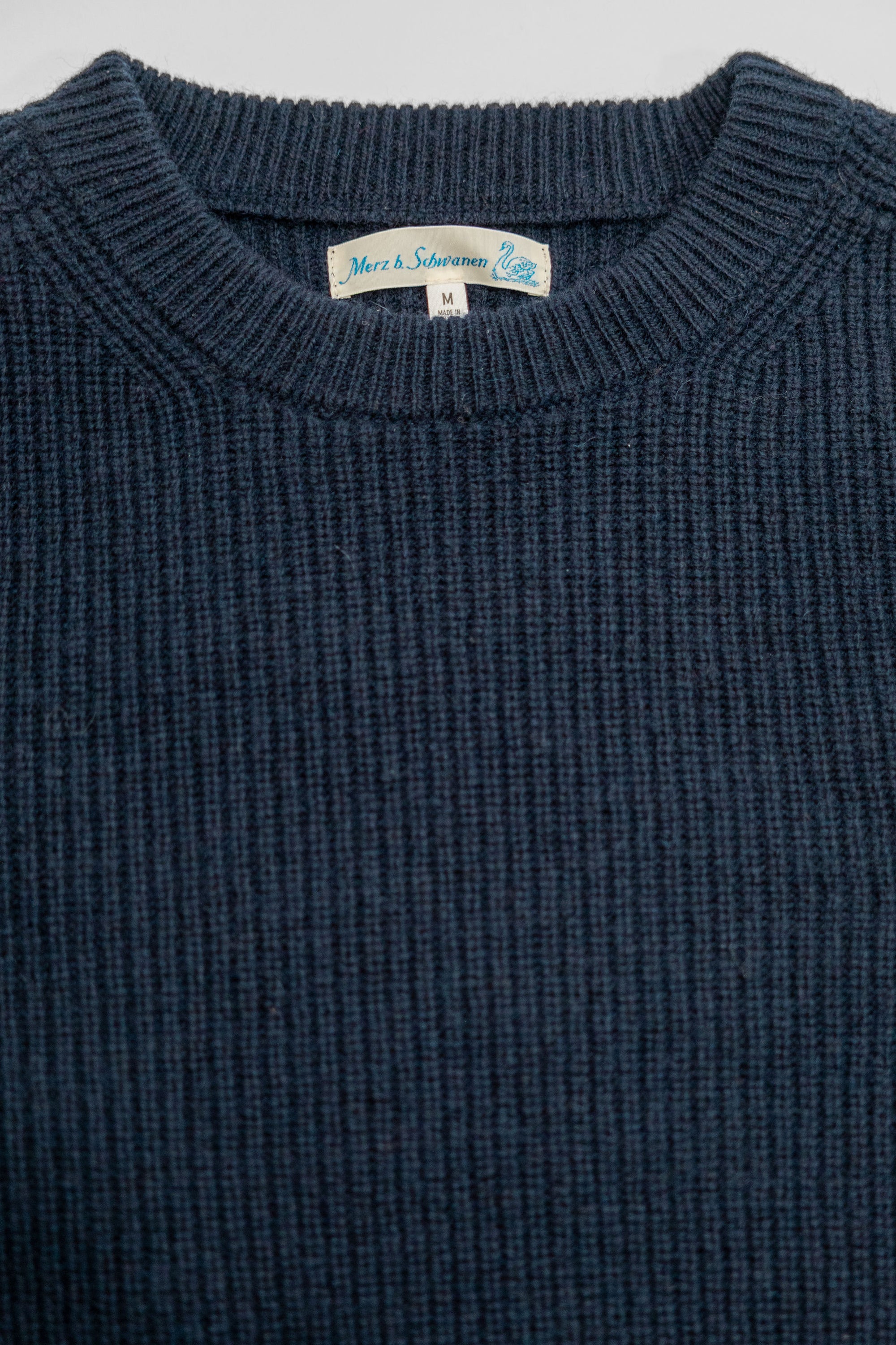 Merz b. Schwanen LOCC02 Sturdy Ribbed Merino-Wool Cashmere Sweater - Dark Navy