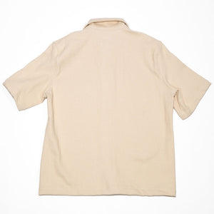 Dehen 1920 Lounge Shirt - Natural Sashi-Ori. laid on top