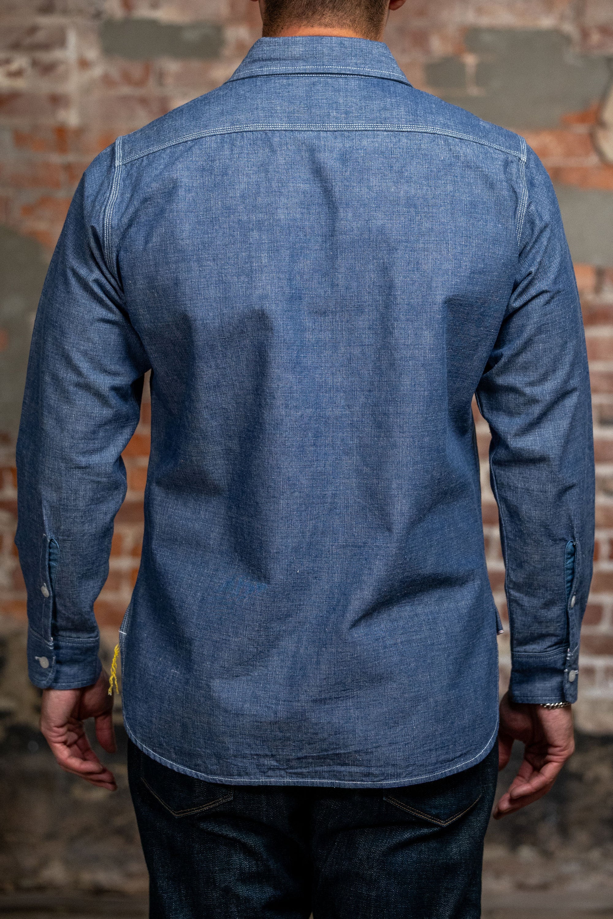 Iron Heart IHSH-21-BLU 10oz Selvedge Chambray Work Shirt - Blue