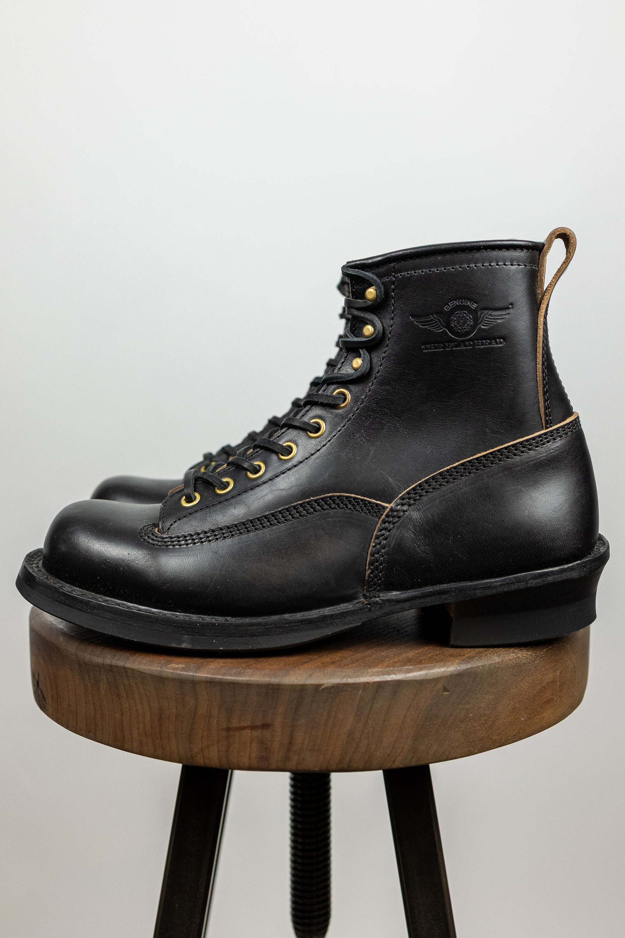 The Flat Head FN-FB-004 Horsehide Logger Boots - Black
