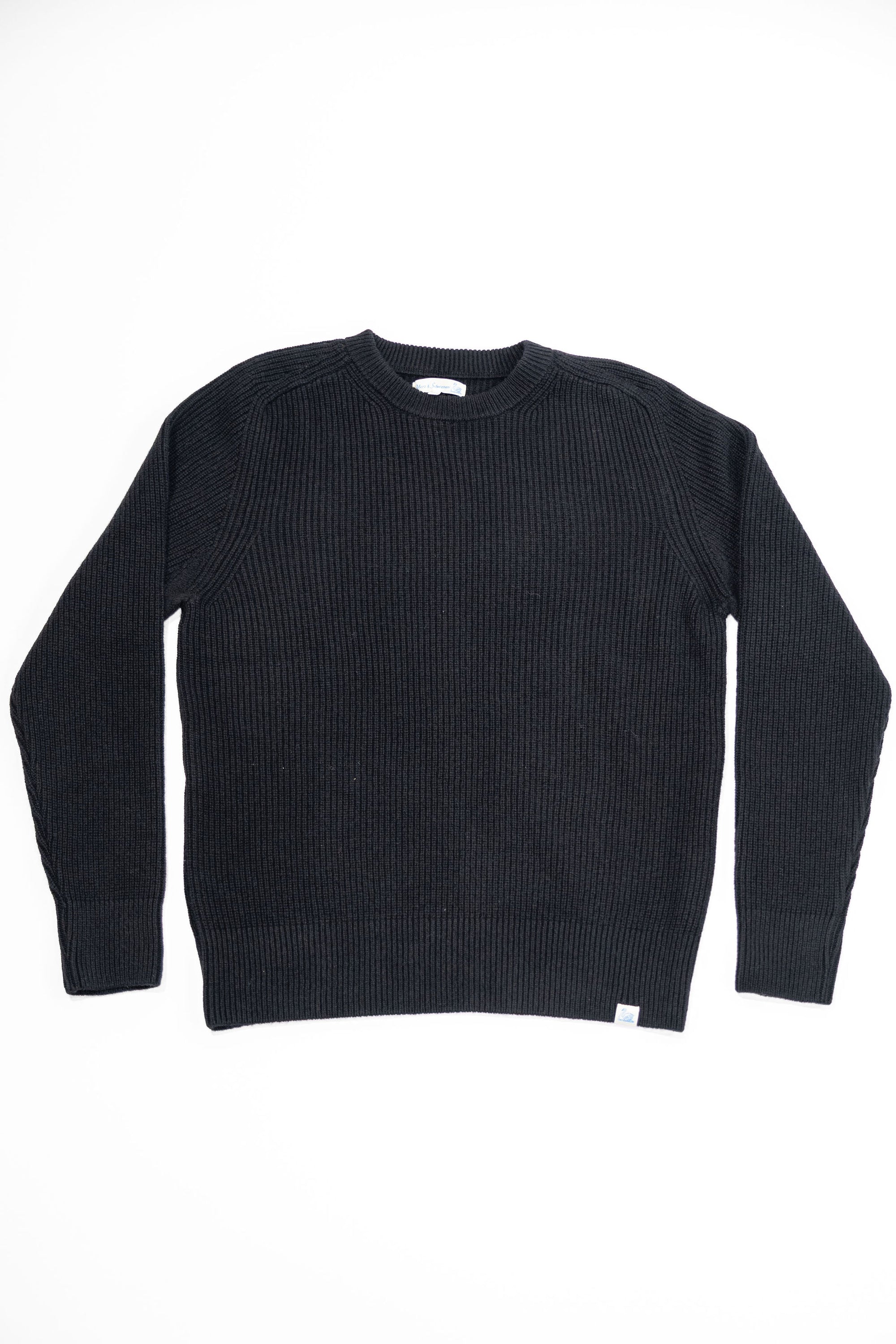 Merz b. Schwanen LOCC02 Sturdy Ribbed Merino-Wool Cashmere Sweater - Deep Black