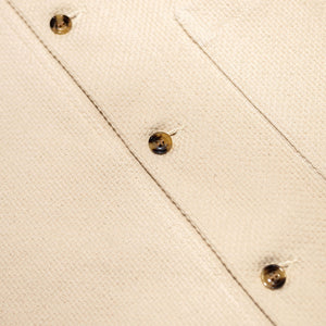 Dehen 1920 Lounge Shirt - Natural Sashi-Ori. close up detail shot of buttons