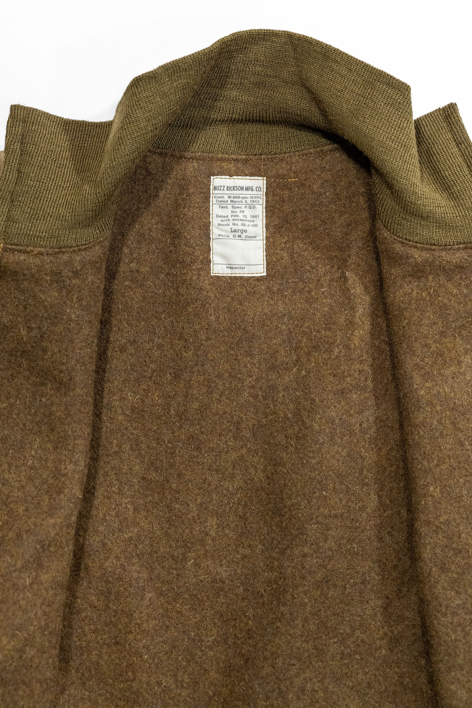 Buzz Rickson's BR15755 Type Tankers Slash Pocket “Buzz Rickson MFG. Co." - Light Olive Drab