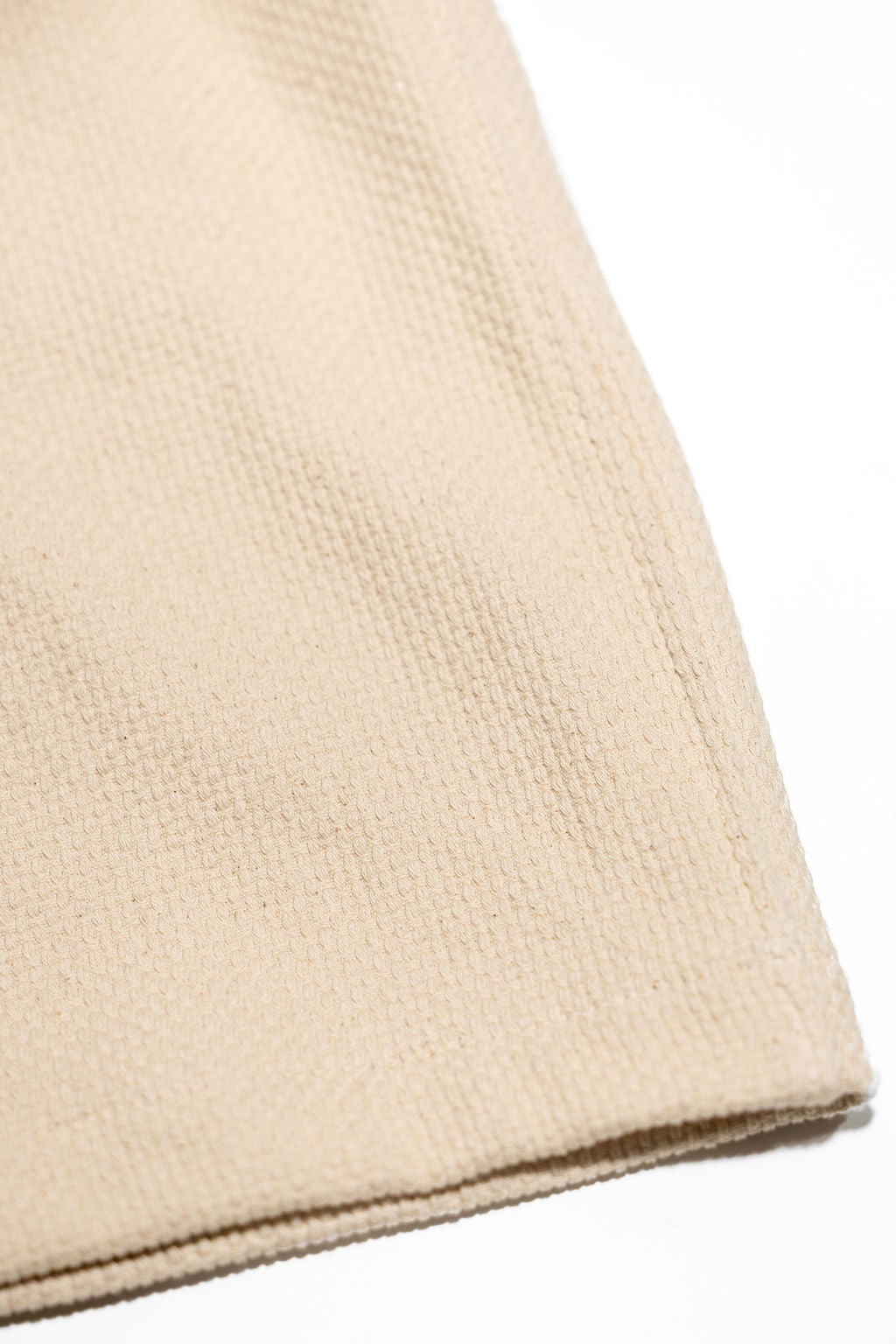 Dehen 1920 Lounge Shirt - Natural Sashi-Ori. close up of fabric