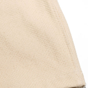 Dehen 1920 Lounge Shirt - Natural Sashi-Ori. close up of fabric