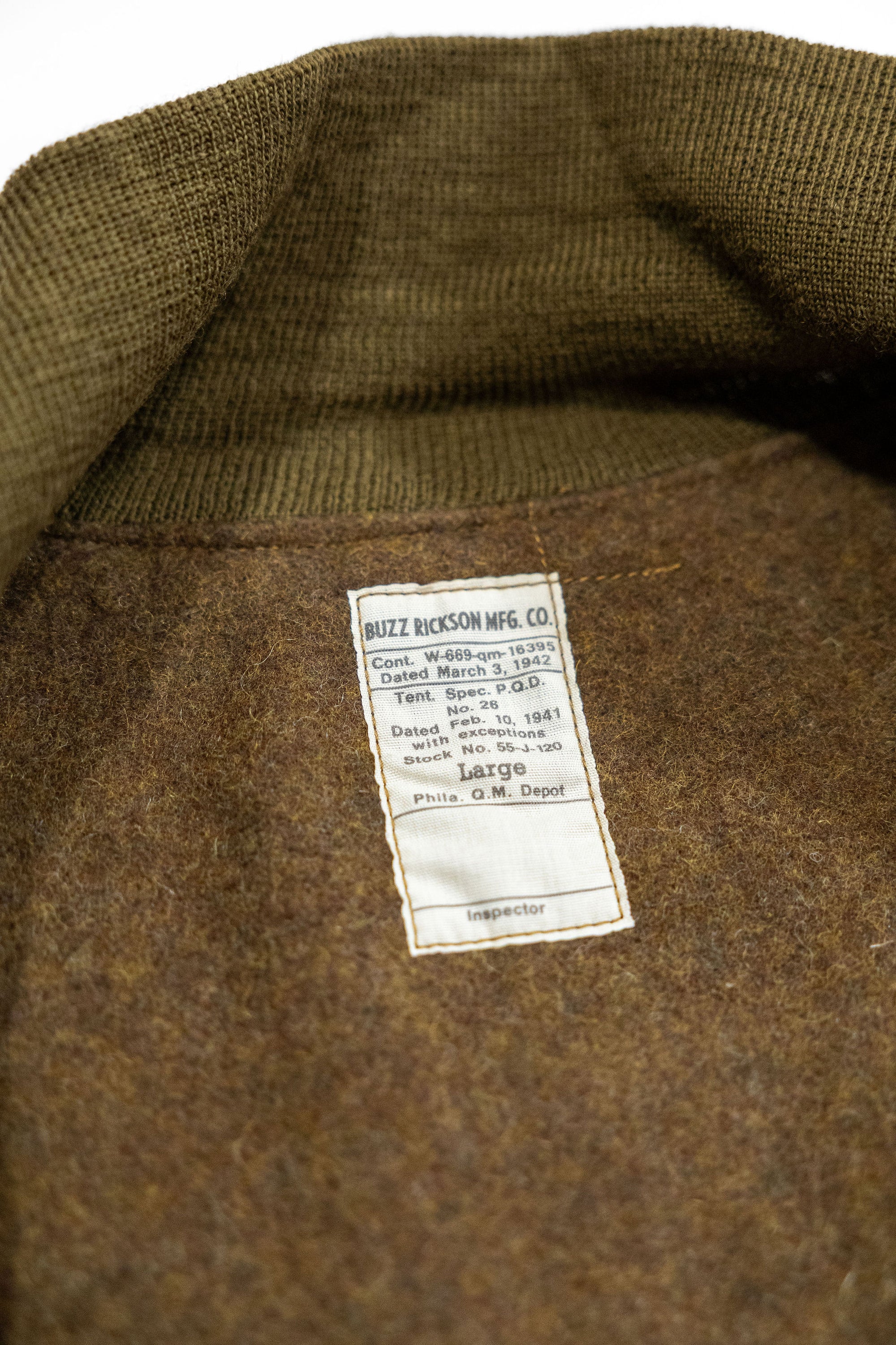 Buzz Rickson's BR15755 Type Tankers Slash Pocket “Buzz Rickson MFG. Co." - Light Olive Drab