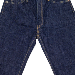 Pure Blue Japan XX-002 Piped Straight - Indigo. laid on back