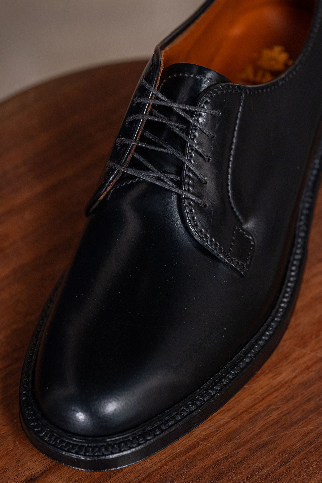 Alden 9901 Plain Toe Blucher - Black Shell Cordovan - Franklin & Poe Alden 9901 Plain Toe Blucher - Black Shell Cordovan - Franklin & Poe