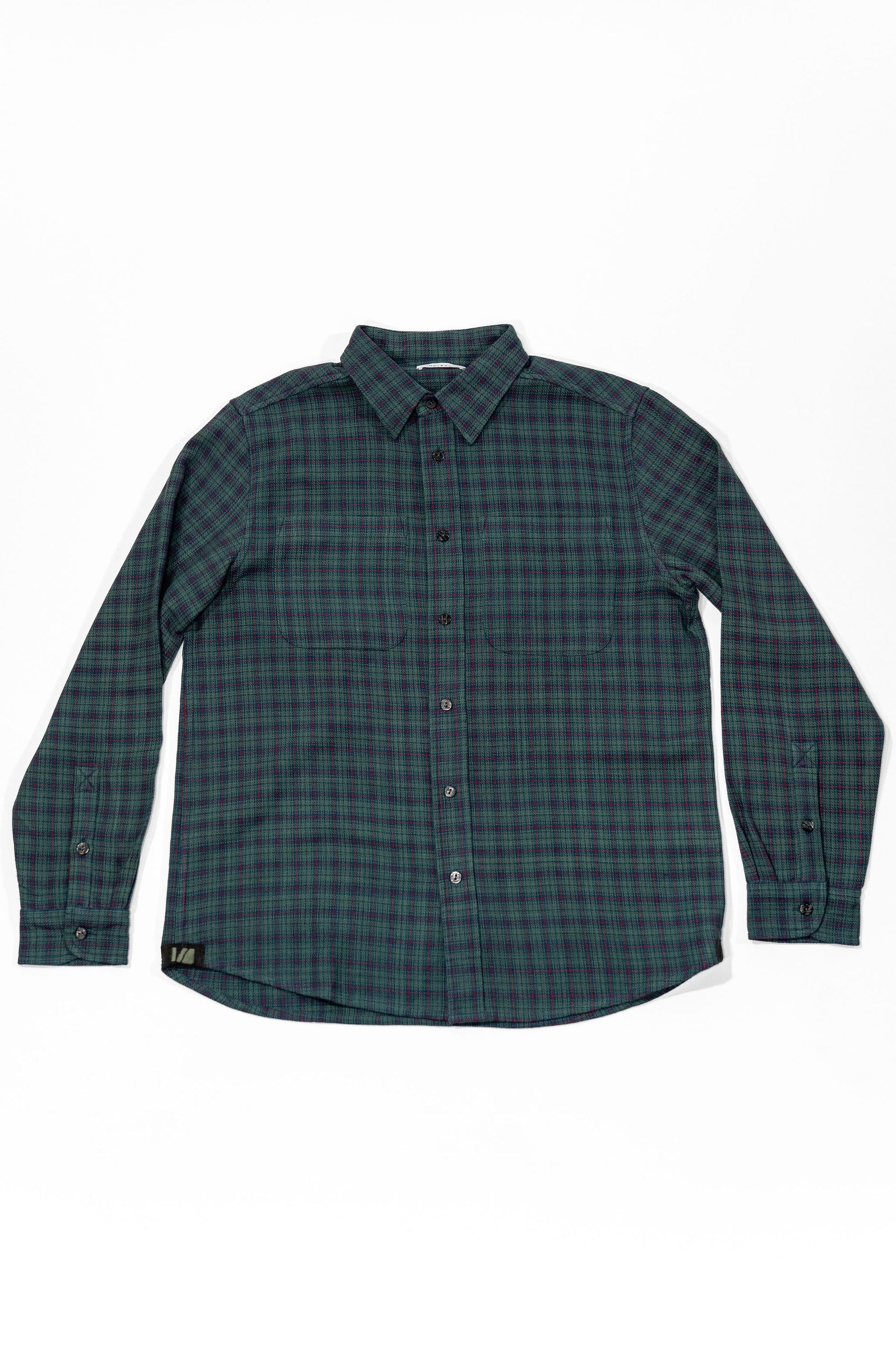 Indi + Ash Rios Workshirt - Grass / Indigo / Madder Handwoven Mini Check