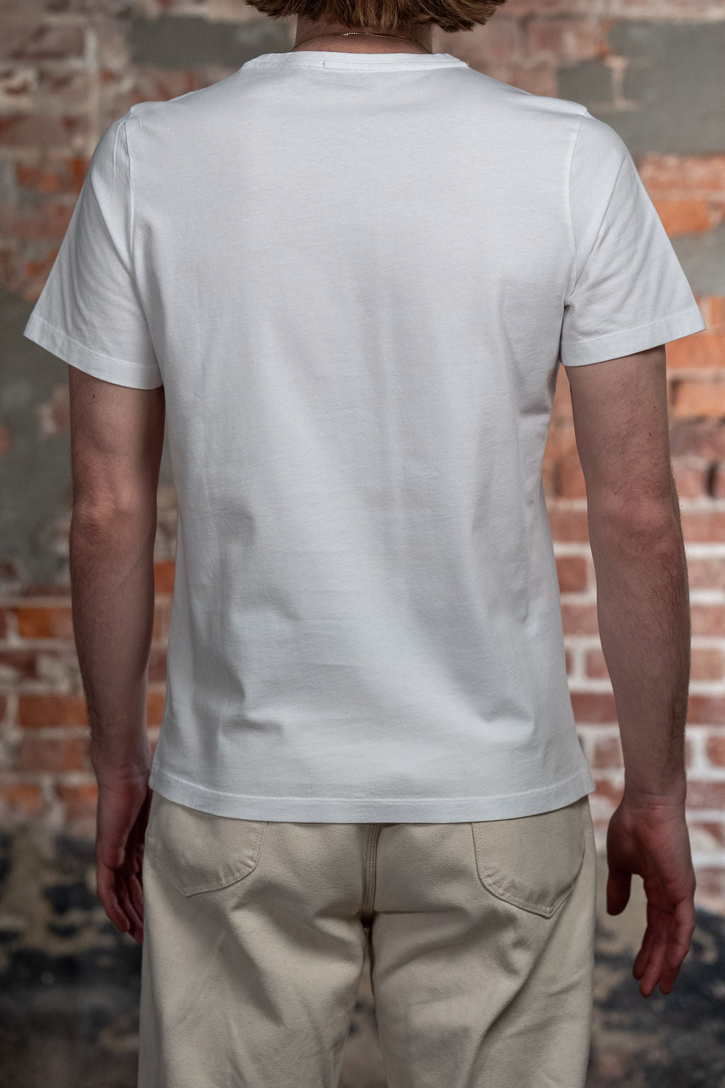 Hansen Garments Julian Crew Neck T-Shirt - White on model from the back