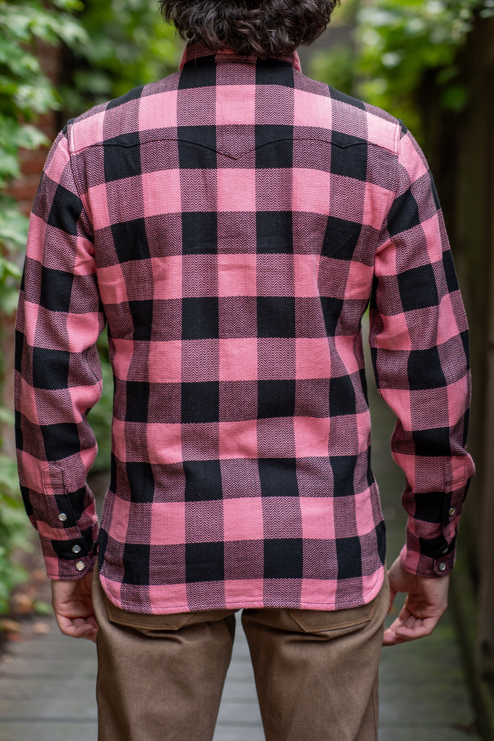 The Flat Head SNW-101L Block Check Western Flannel Shirt - Pink/Black