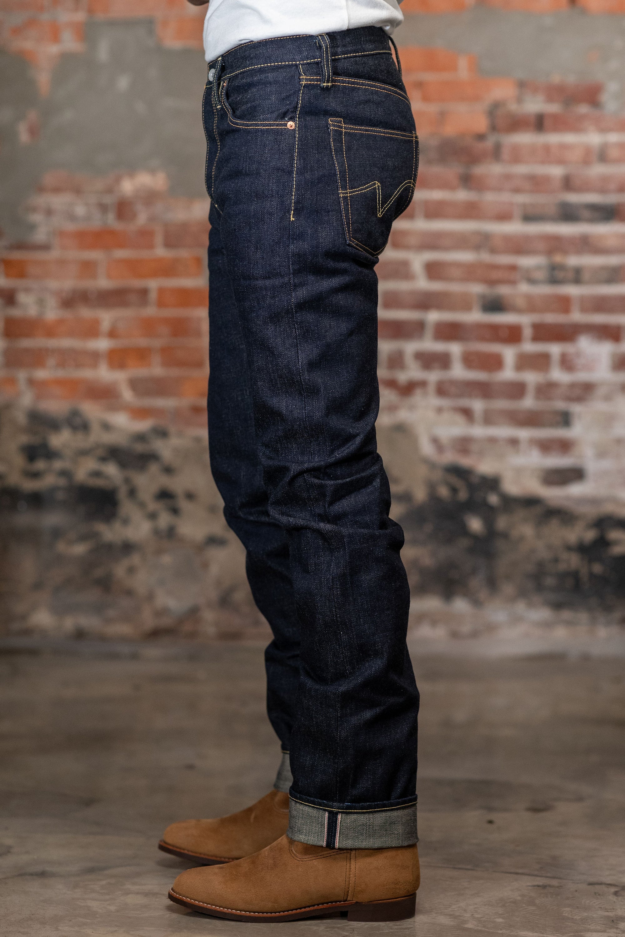 Iron Heart IH-666S-18 18oz Vintage Selvedge Denim Slim Straight Cut Jeans - Indigo
