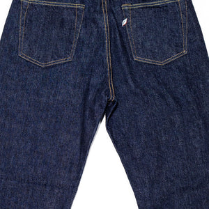Pure Blue Japan XX-002 Piped Straight - Indigo. laid on front