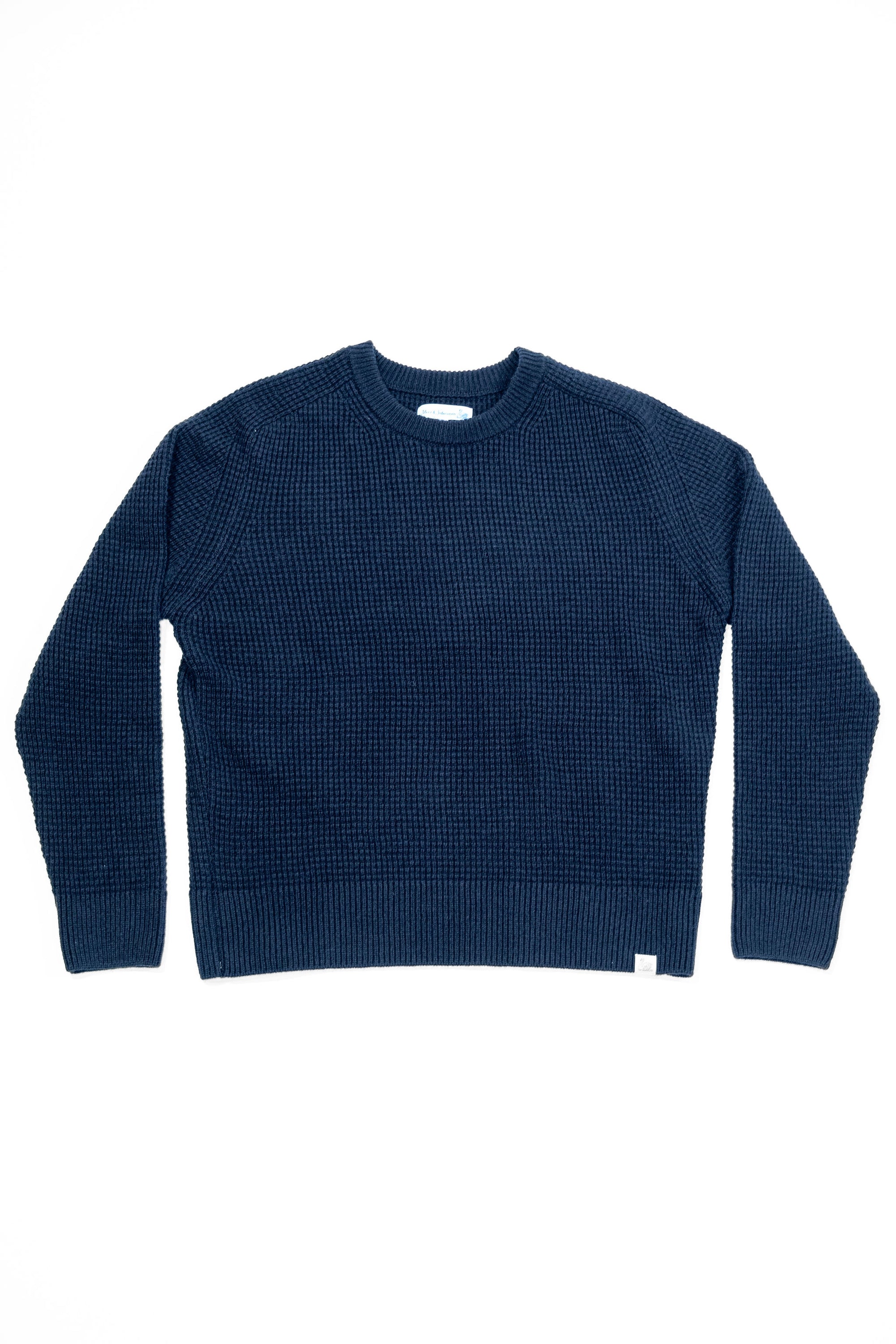 Merz b. Schwanen BLADE02 Merino Wool-Cashmere Waffle Structured Pullover - Dark Navy