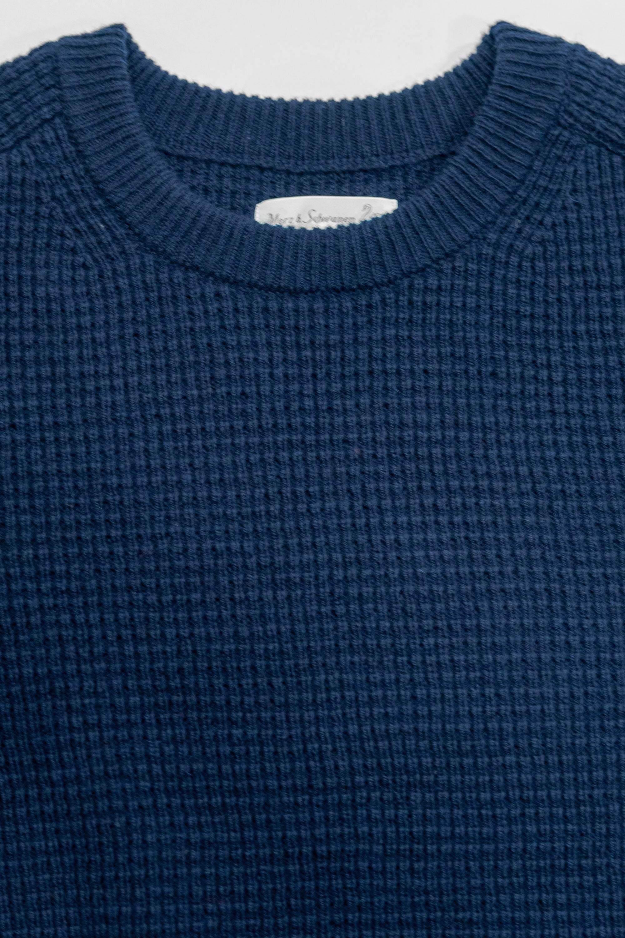 Merz b. Schwanen BLADE02 Merino Wool-Cashmere Waffle Structured Pullover - Dark Navy