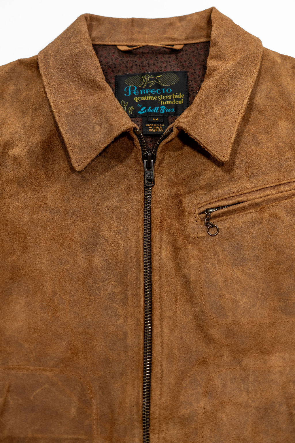 Schott NYC 370 "Duke" Suede Unlined Roughout Cowhide Jacket - Brown