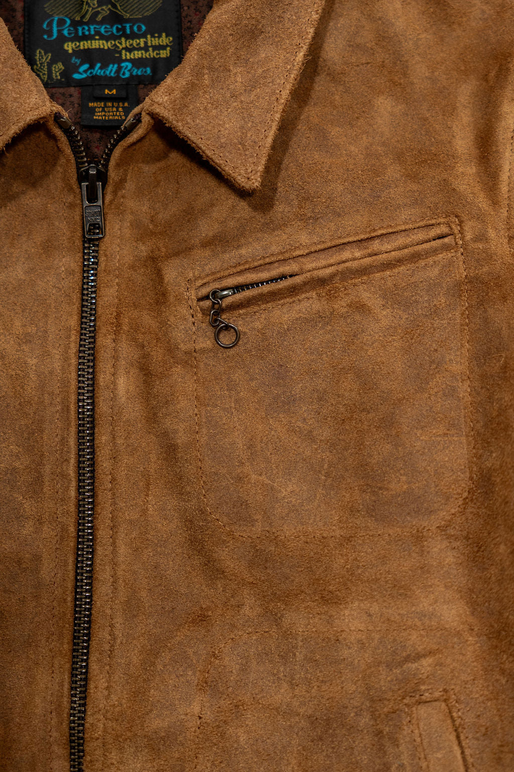 Schott NYC 370 "Duke" Suede Unlined Roughout Cowhide Jacket - Brown