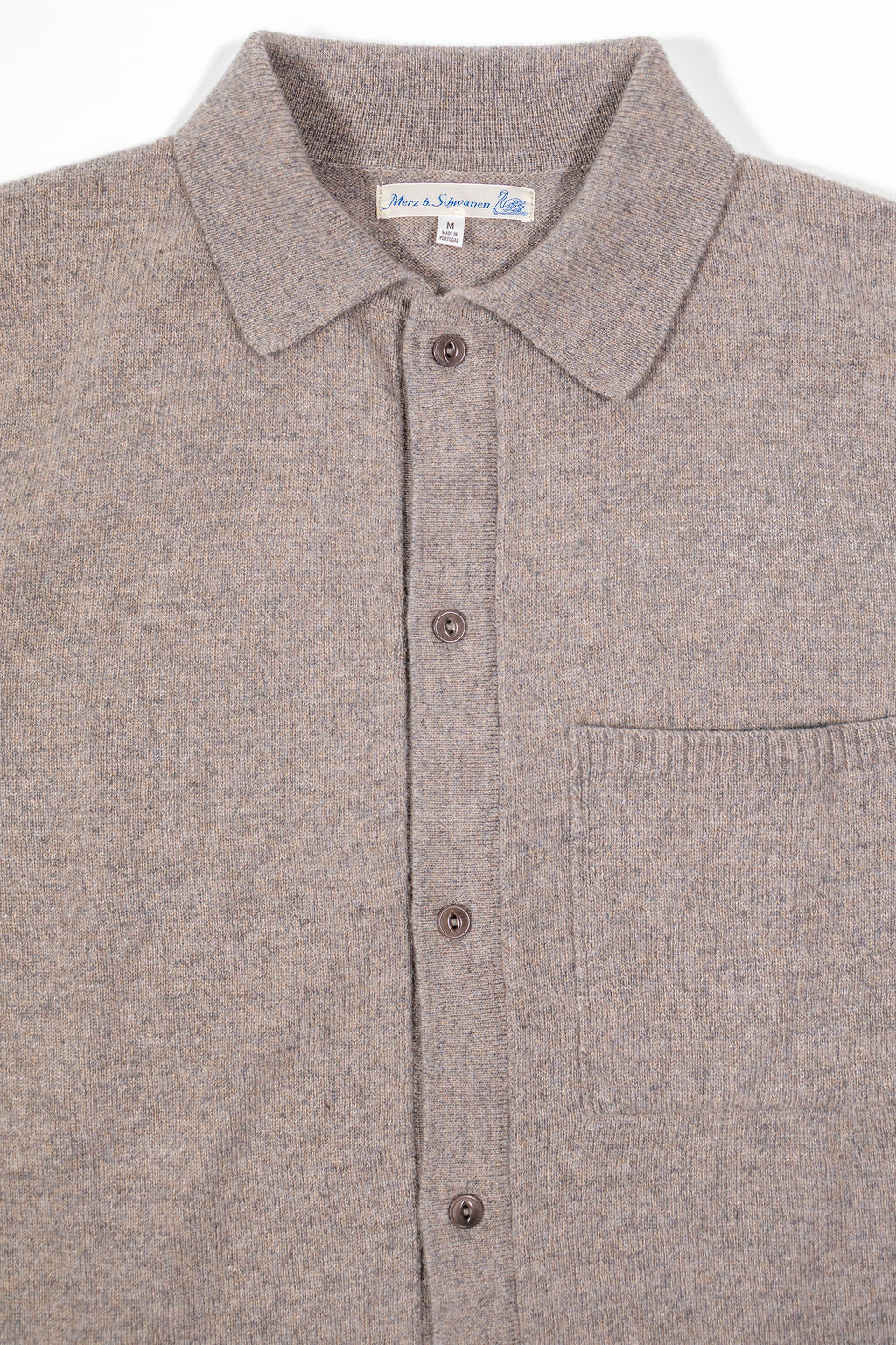 Merz b. Schwanen KNITSHIRT06 Wool-Cashmere-Silk Long Sleeve Shirt