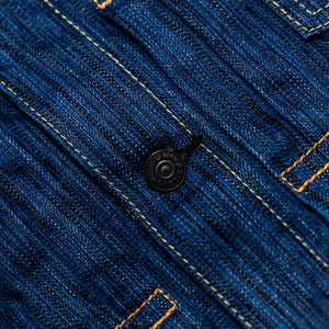 Pure Blue Japan 6225-L Waterfall Denim Type 2 Jacket - Light Indigo. close up of button detail