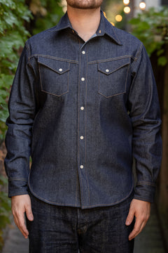 never ripum ブラックシャンブレーシャツ 40s 16H メタルボタン never ripum ブラックシャンブレーシャツ 40s 16H メタルボタン