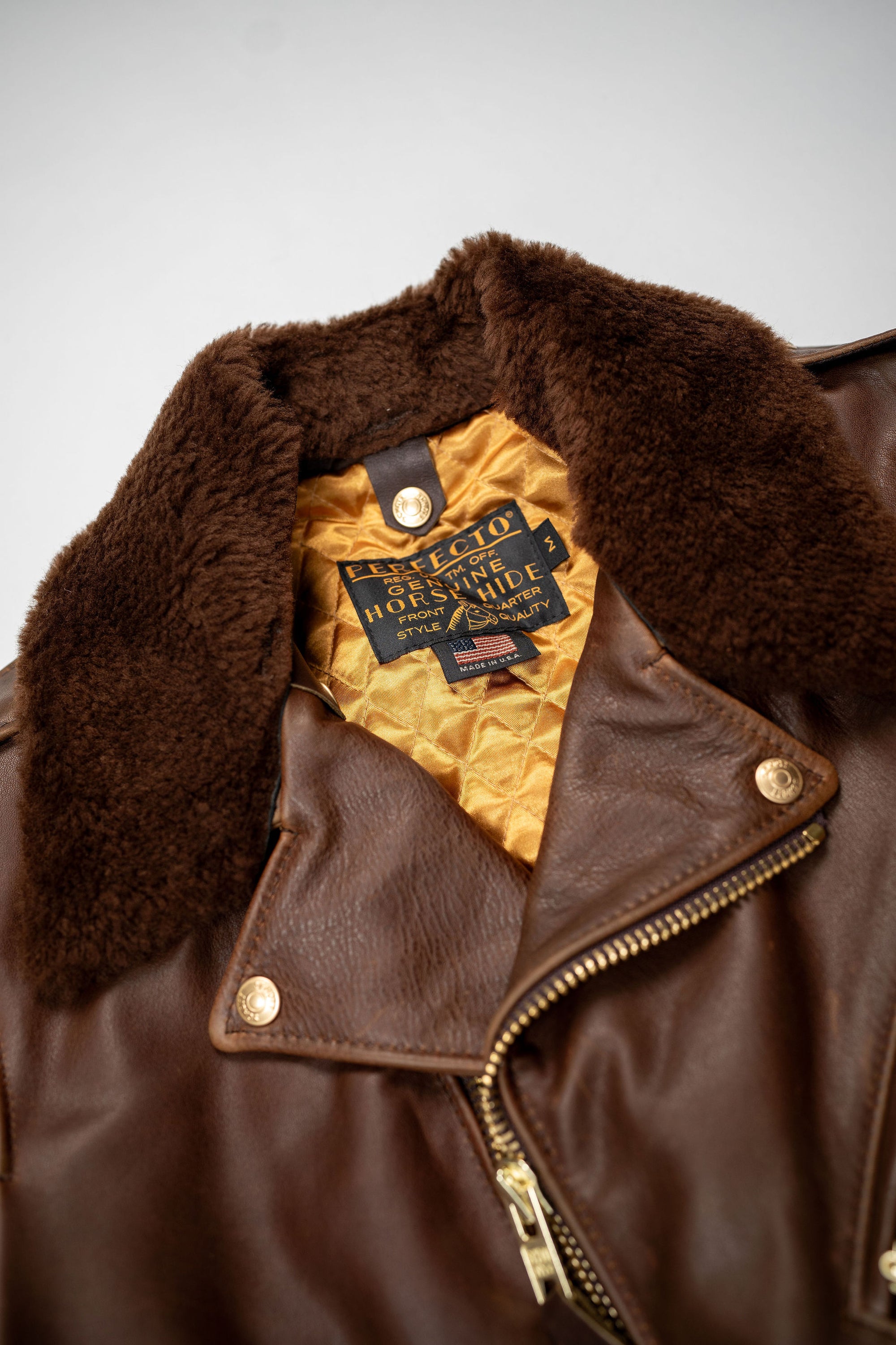 Schott NYC P656H Perfecto Horween Horsehide Motorcycle Jacket - Brown