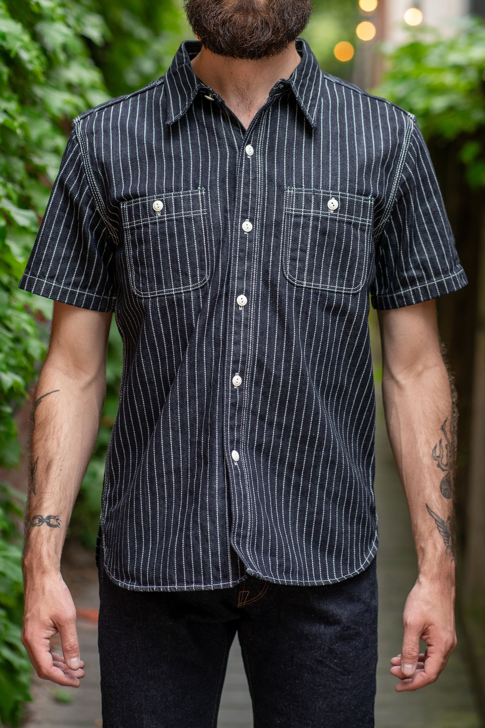 The Flat Head FN-SDK-702S - 10oz  Wabash Denim Work Shirt S/S