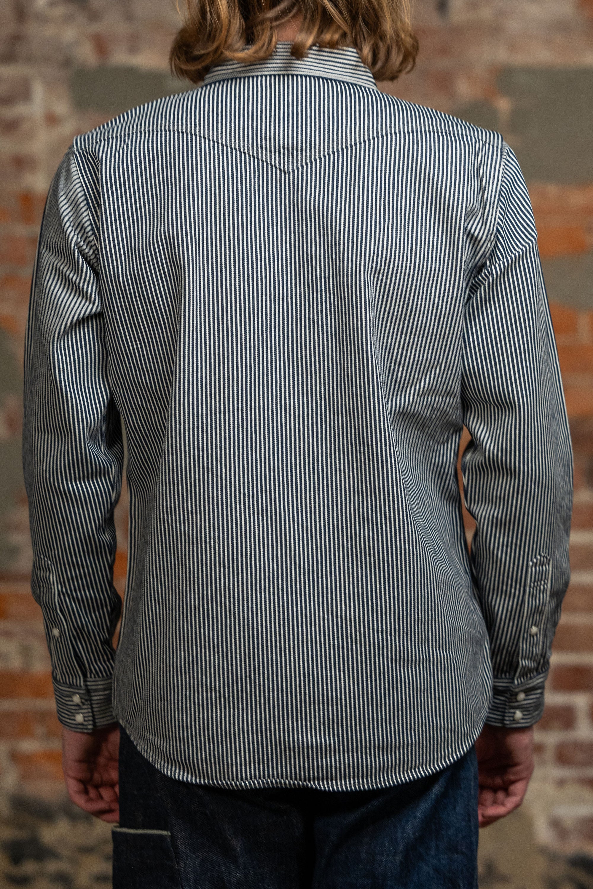 Iron Heart IHSH-07-IND 12oz Hickory Stripe Western - Indigo