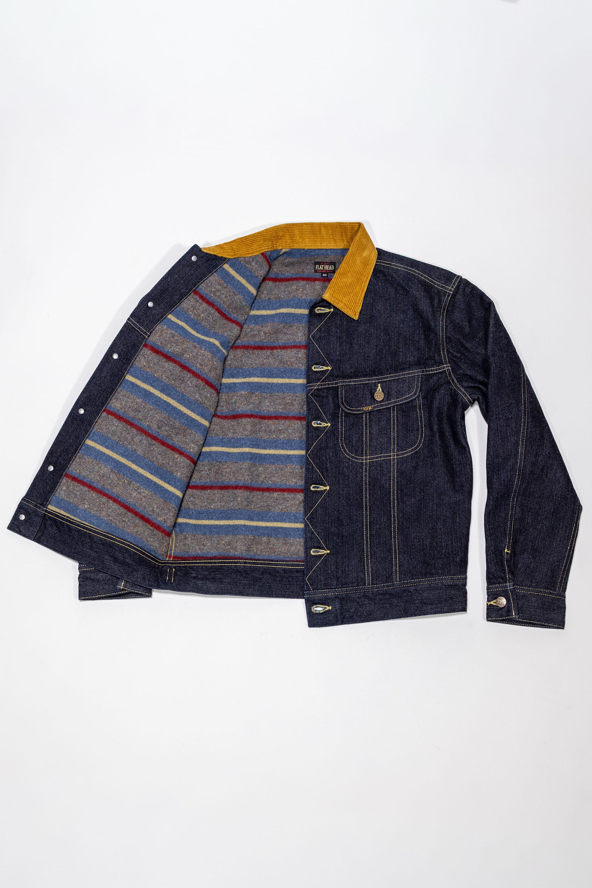 The Flat Head FN-OJ-D102J 14.5oz Blanket Lined Denim Jacket