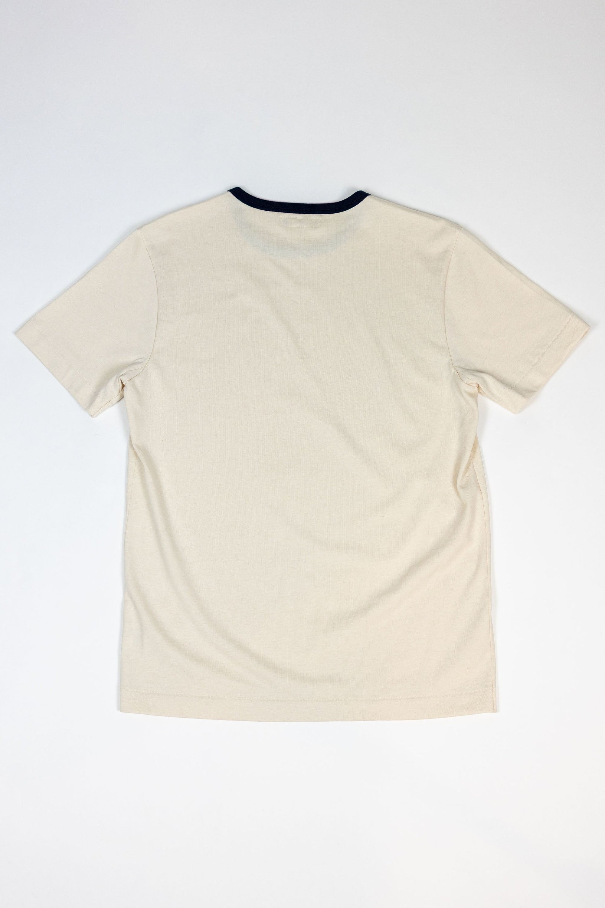 Merz b. Schwanen 2M15B Classic Crew Neck T-Shirt - Nature/Ink Blue