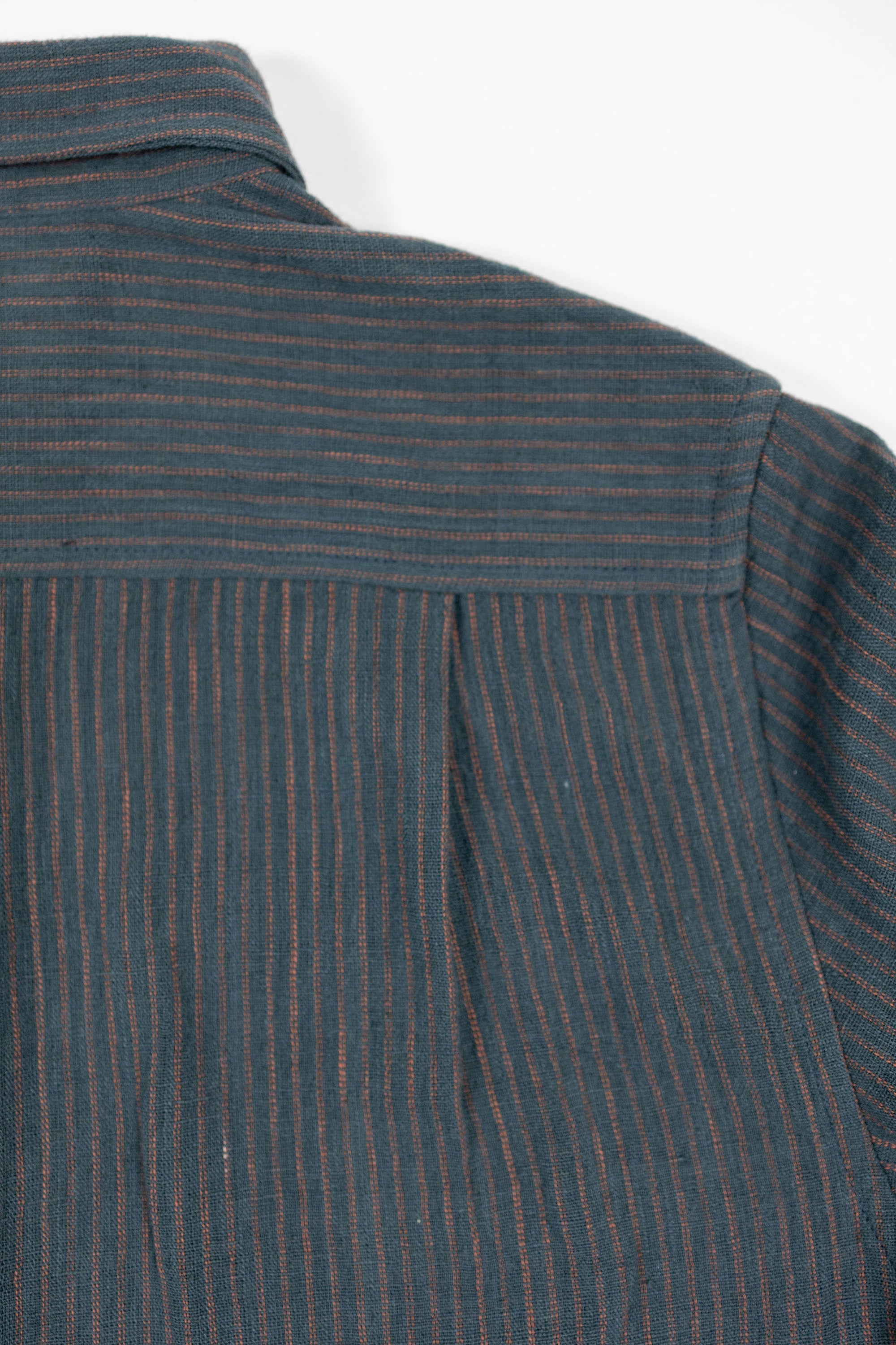 Indi + Ash LS Rios Workshirt - Handwoven Ticking Stripe Kala Cotton Midnight Teal/Iron Black