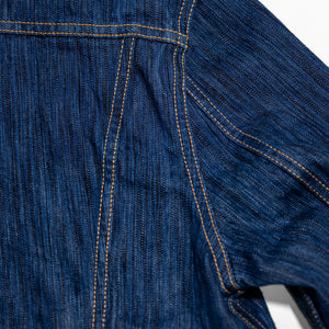 Pure Blue Japan 6225-L Waterfall Denim Type 2 Jacket - Light Indigo. close up of back detail