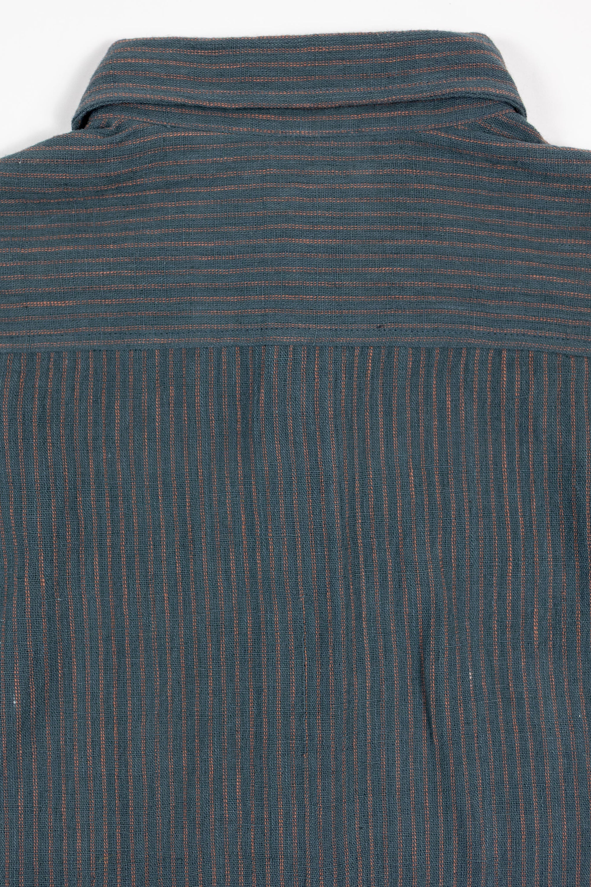 Indi + Ash LS Rios Workshirt - Handwoven Ticking Stripe Kala Cotton Midnight Teal/Iron Black