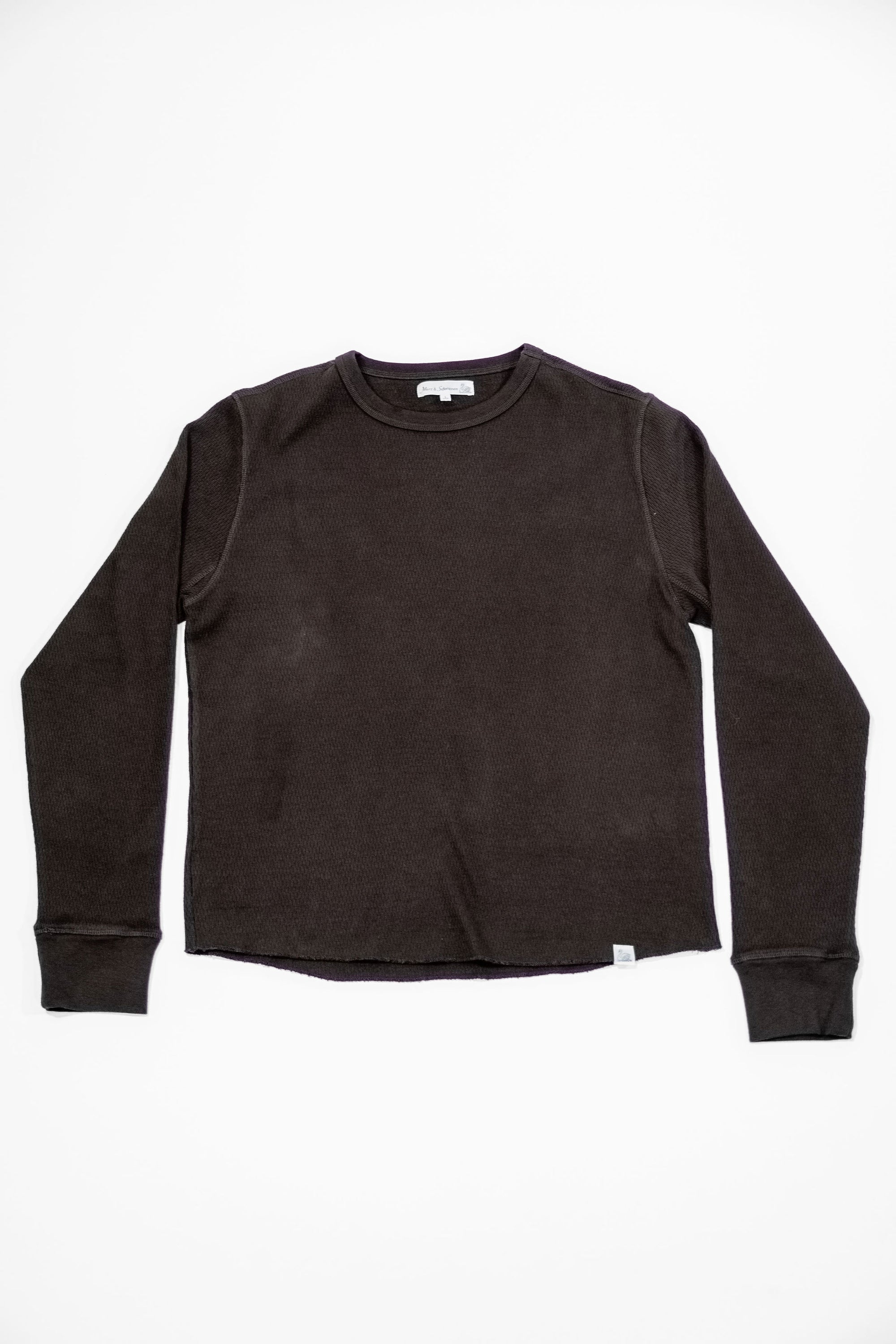 Merz b. Schwanen THERMAL01 Diamond-Patterned Cotton Thermal Longsleeve - Espresso