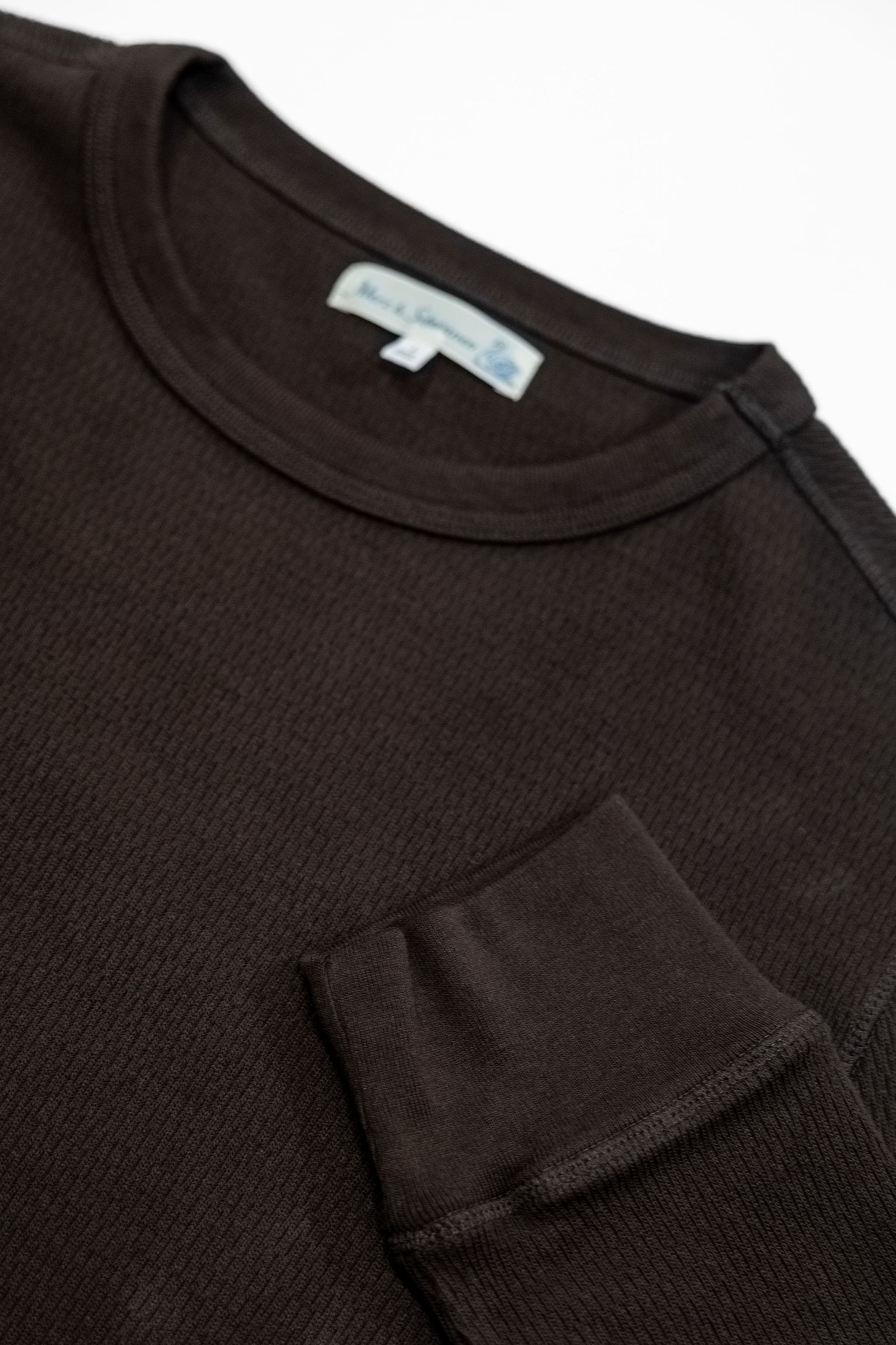 Merz b. Schwanen THERMAL01 Diamond-Patterned Cotton Thermal Longsleeve - Espresso