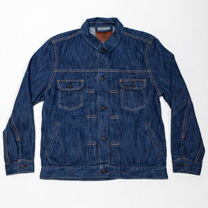Pure Blue Japan 6225-L Waterfall Denim Type 2 Jacket - Light Indigo. laid on back