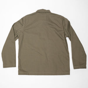 Dehen 1920 Chore Coat - Sage Dry Waxed Cotton. laid on front