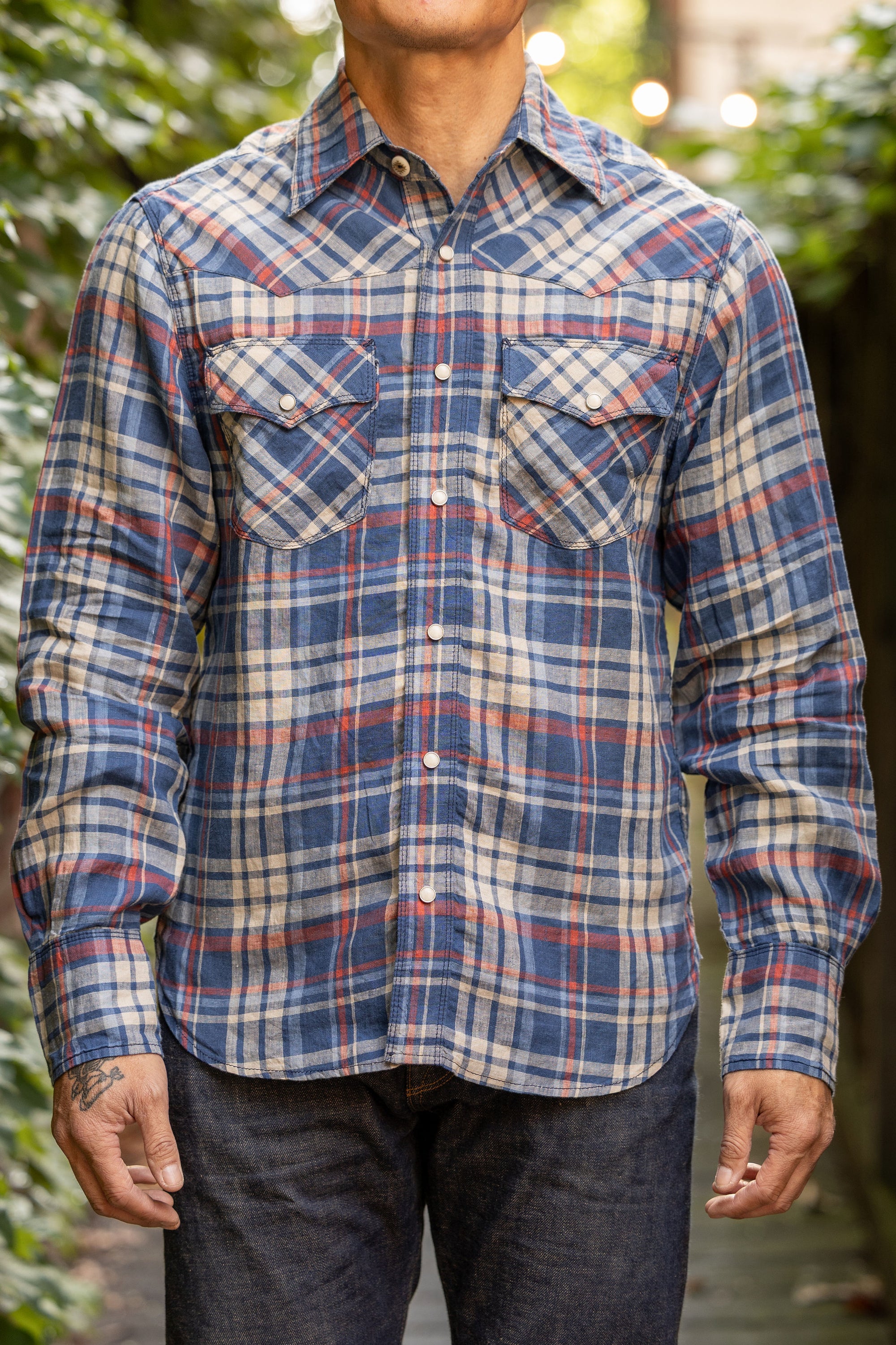 Freenote Cloth Western Scout - Kingfisher Blue Plaid