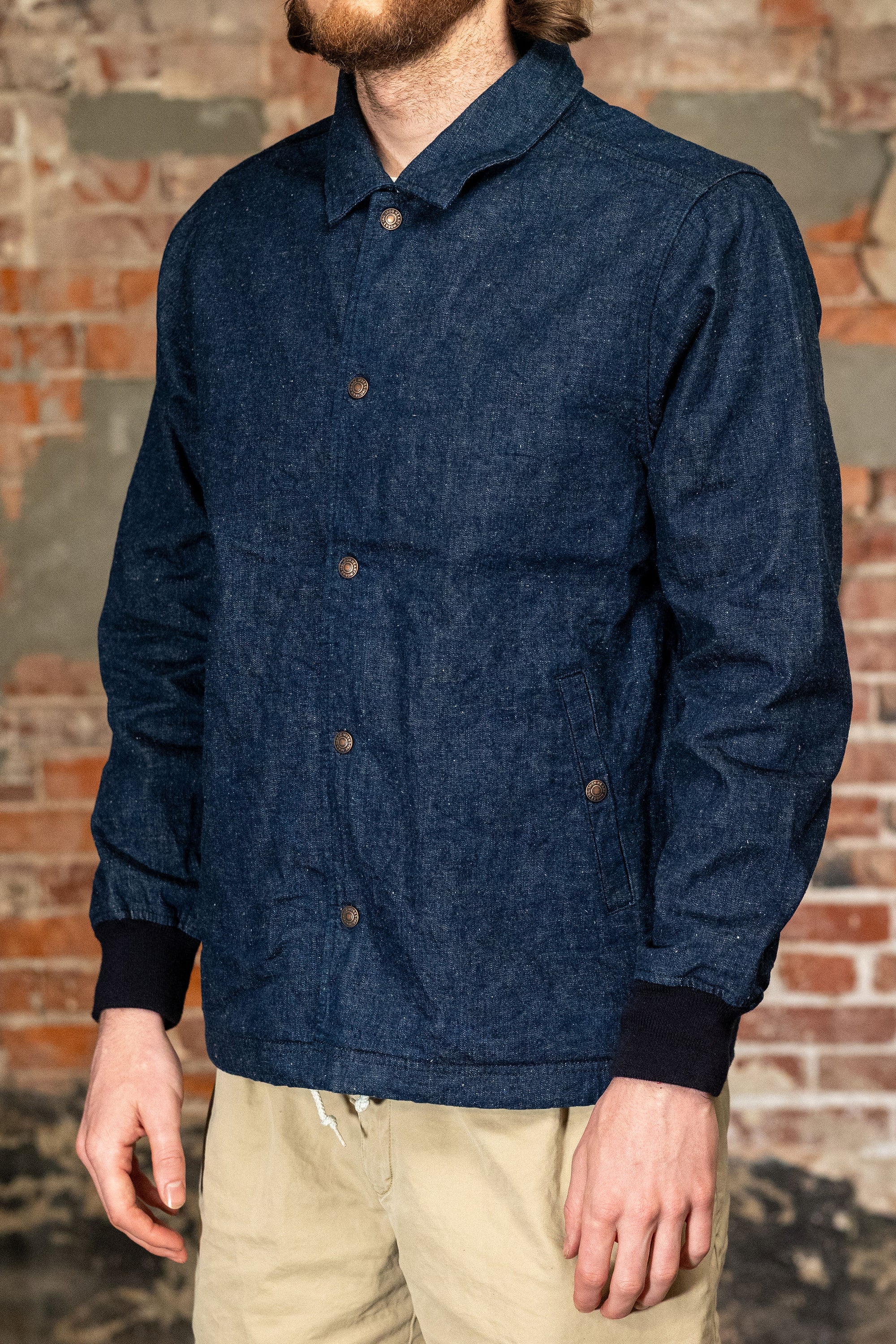 Iron Heart IHJ-161-IND-NP 10oz Neppy Selvedge Denim Coach Jacket - Indigo - No Patch