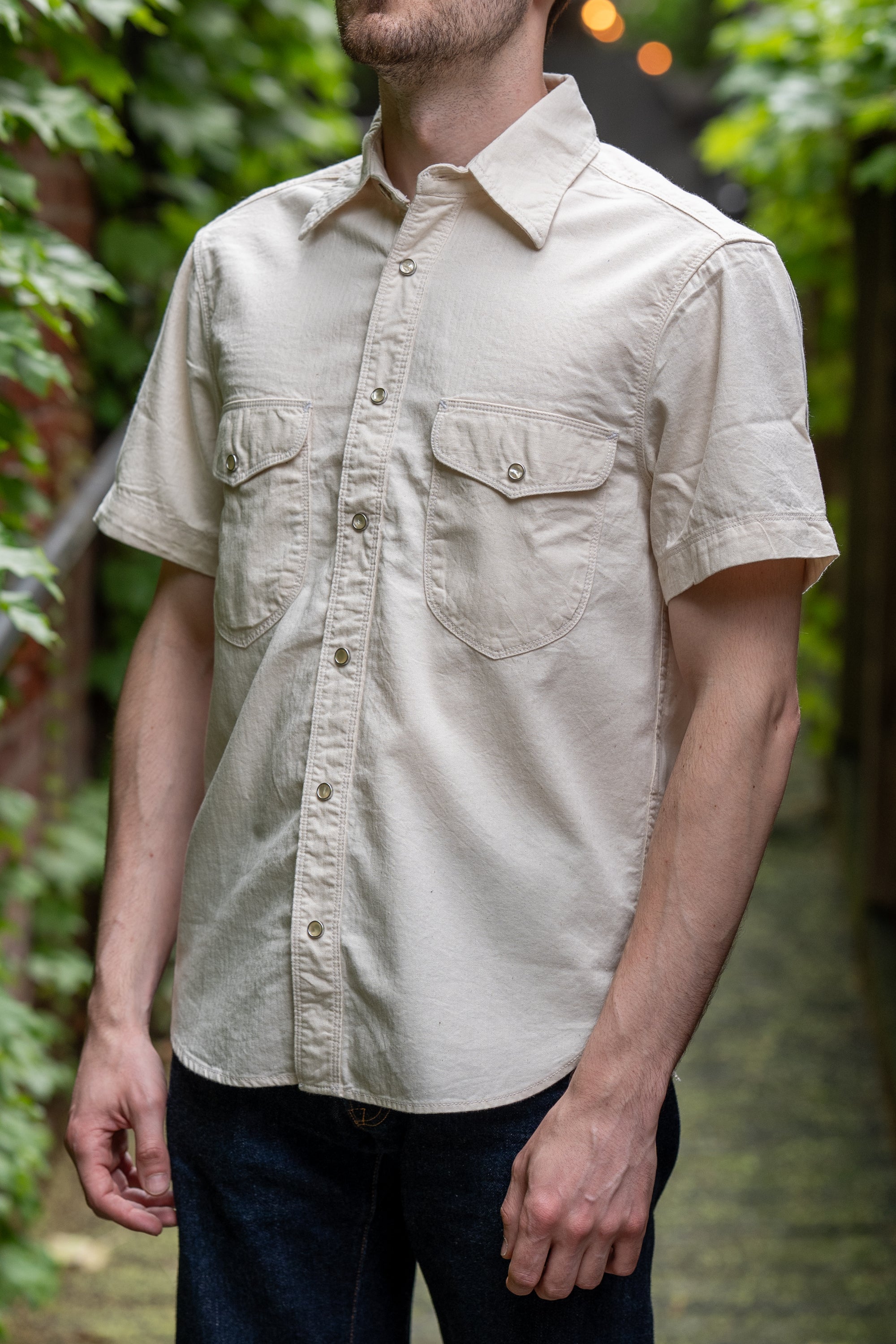 Freenote Cloth Bodie S/S - Natural Herringbone