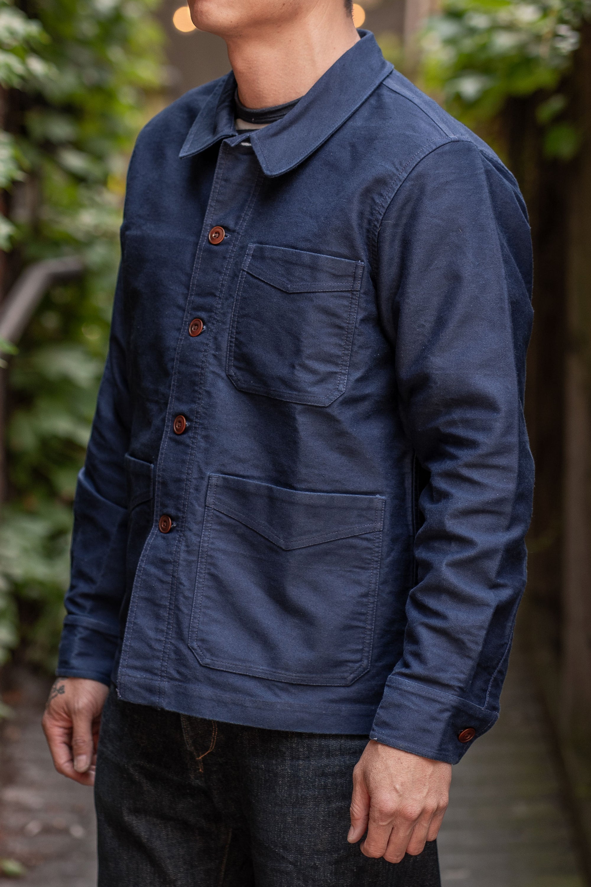 3sixteen French Work Jacket ~ Washed Indigo Moleskin