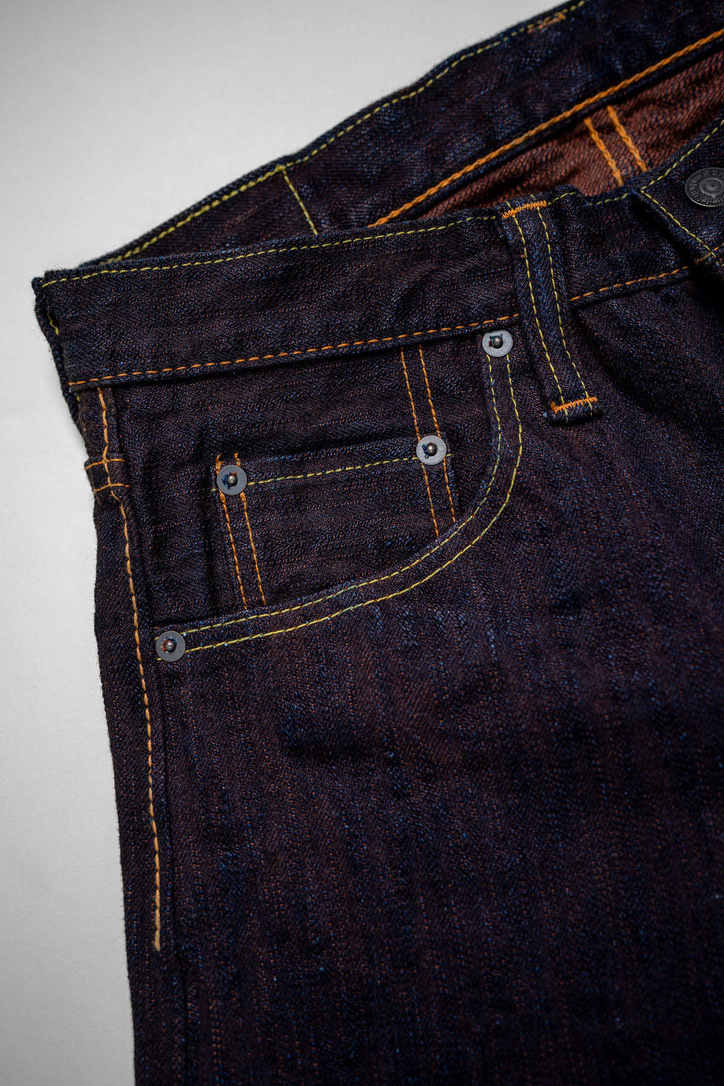 Pure Blue Japan PER-EX-003-ID Regular Straight - 15oz Indigo x Persimmon Extra Slub Denim