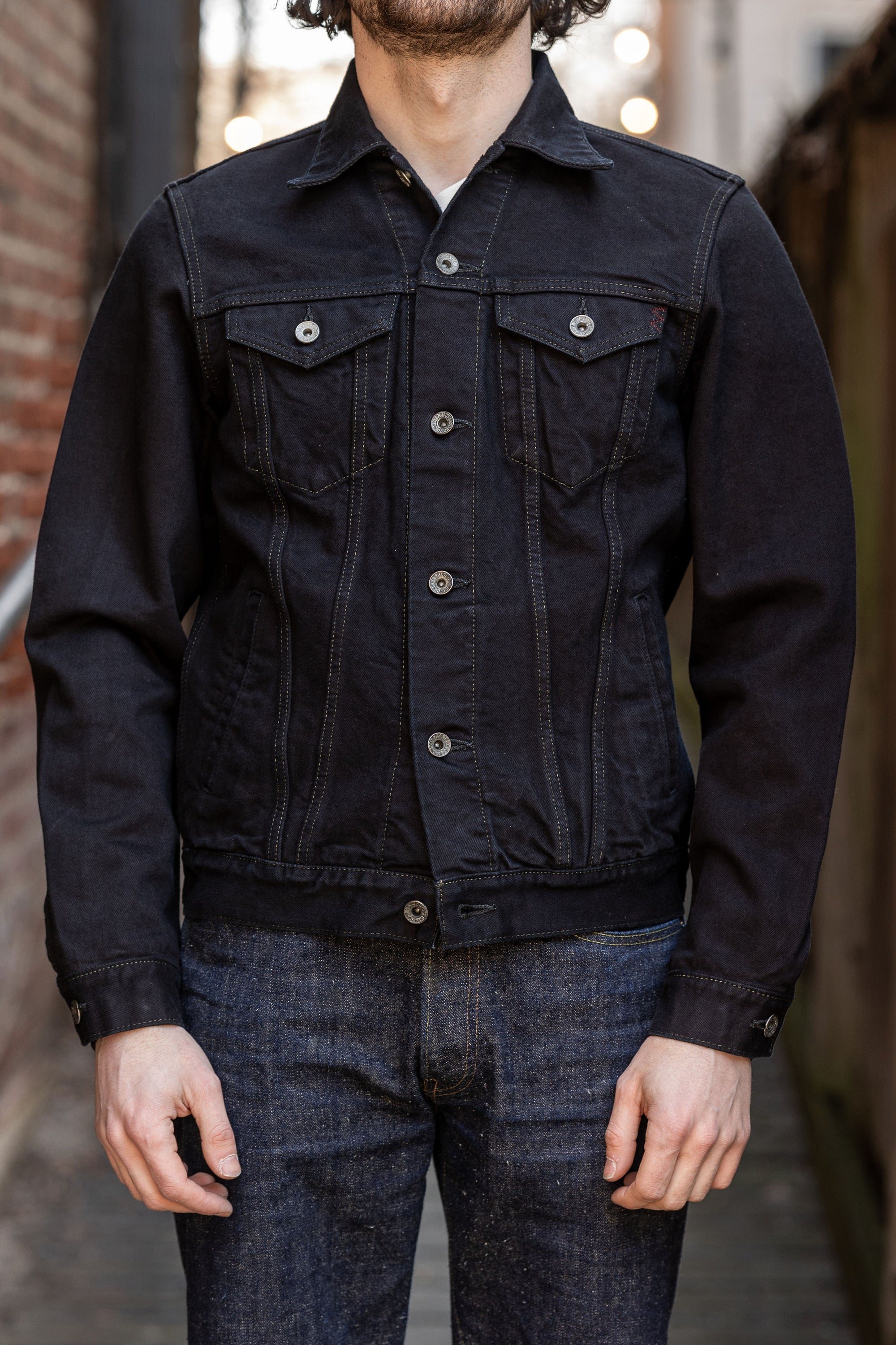 Iron Heart IH-526-142OD 14oz Selvedge Denim Modified Type III Jacket - Indigo Overdyed Black