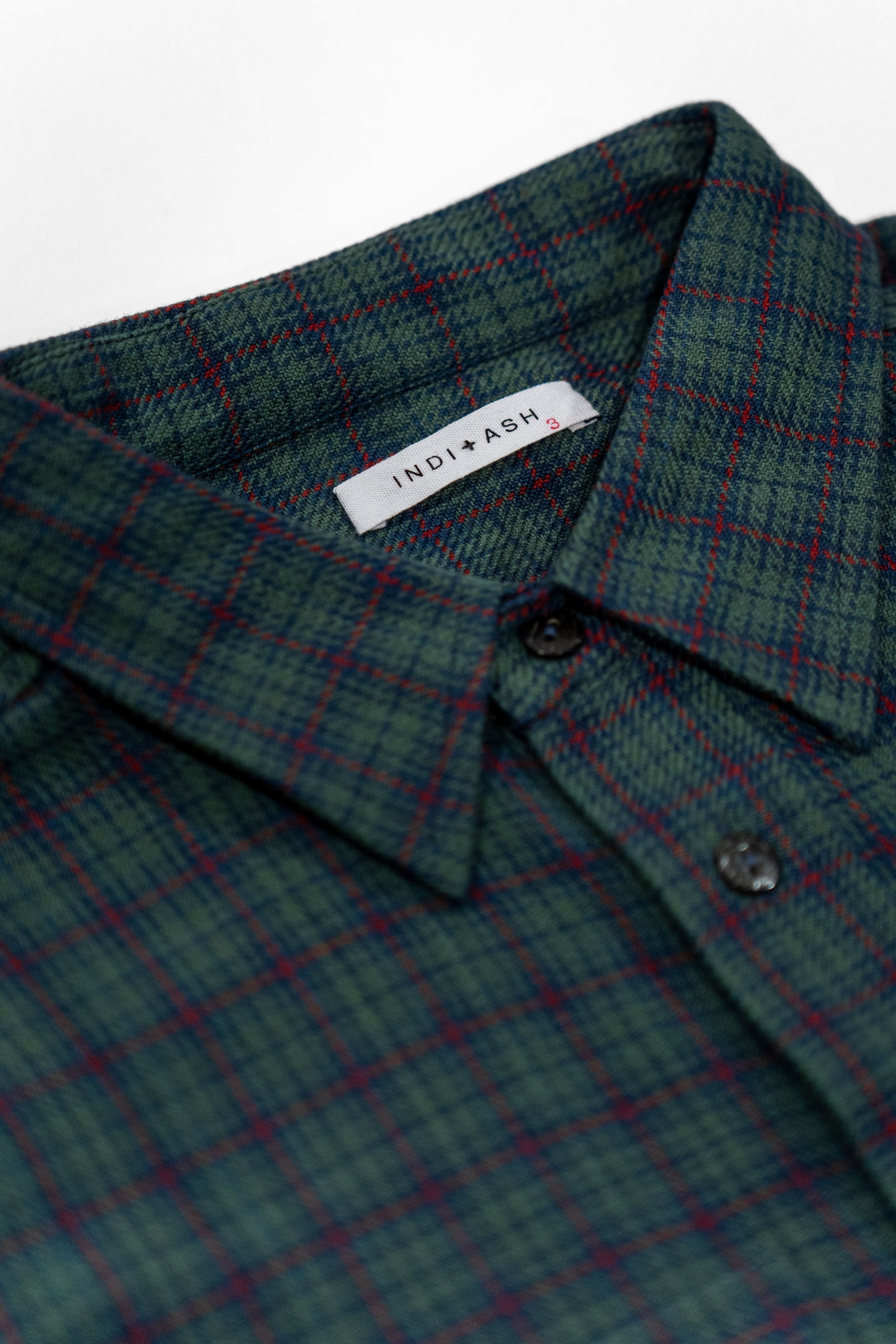 Indi + Ash Rios Workshirt - Grass / Indigo / Madder Handwoven Mini Check