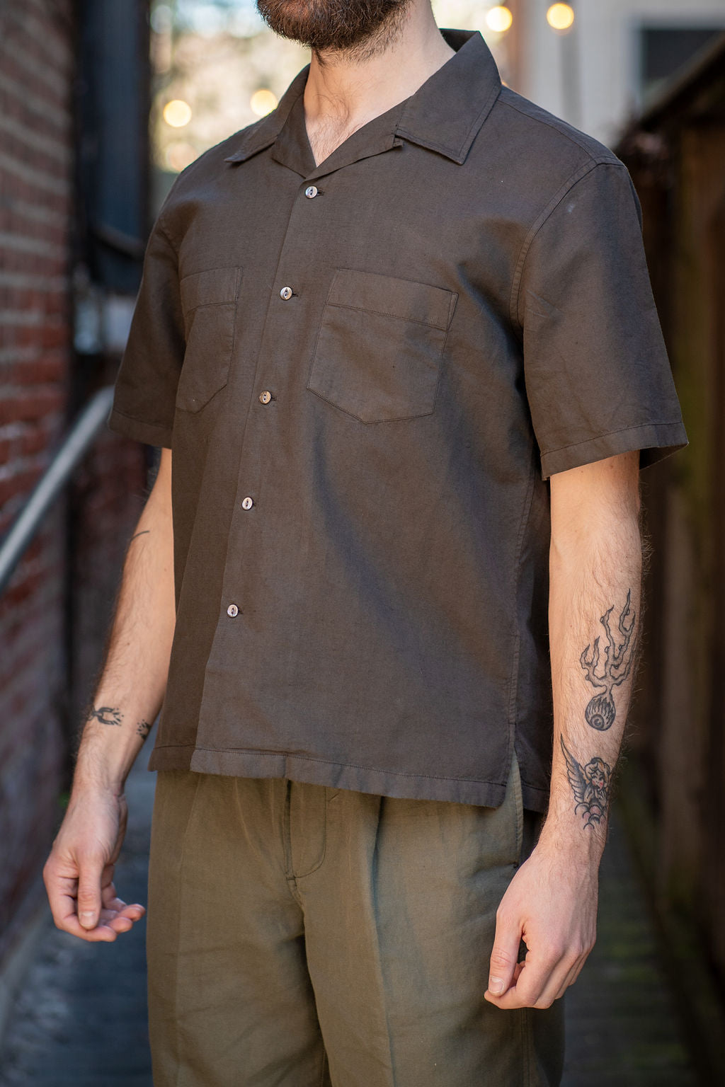 Knickerbocker West Linen Shirt - Dark Brown