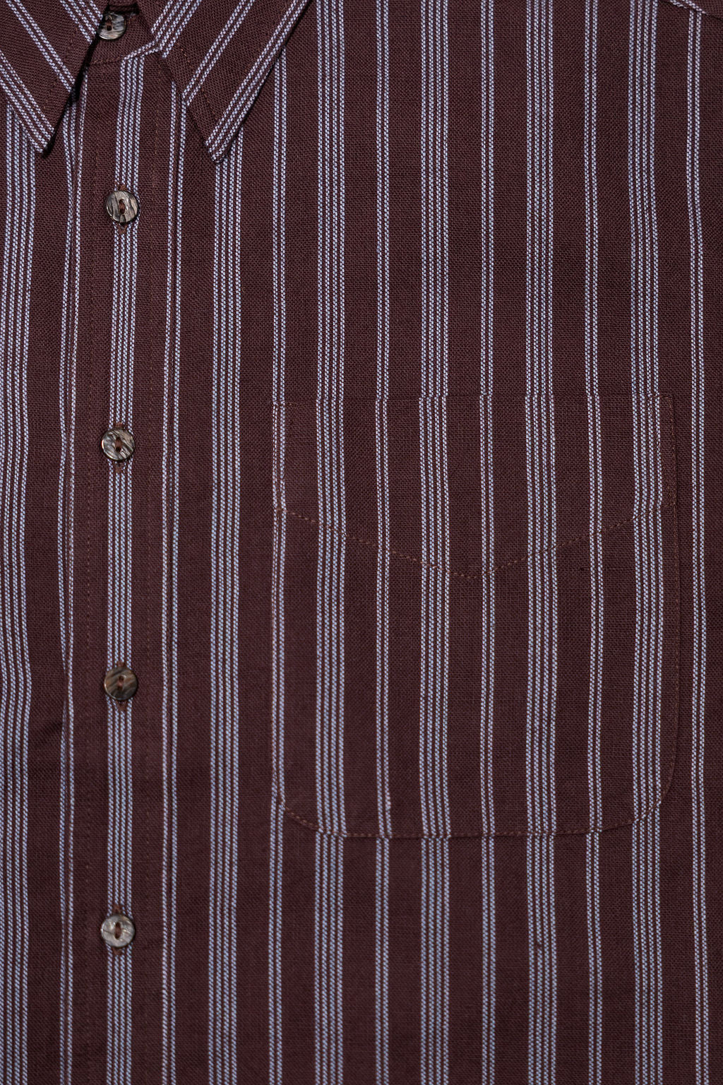 Indi + Ash L/S Brook Shirt - Handwoven Kala Cotton Variegated Stripe Plum/Indigo