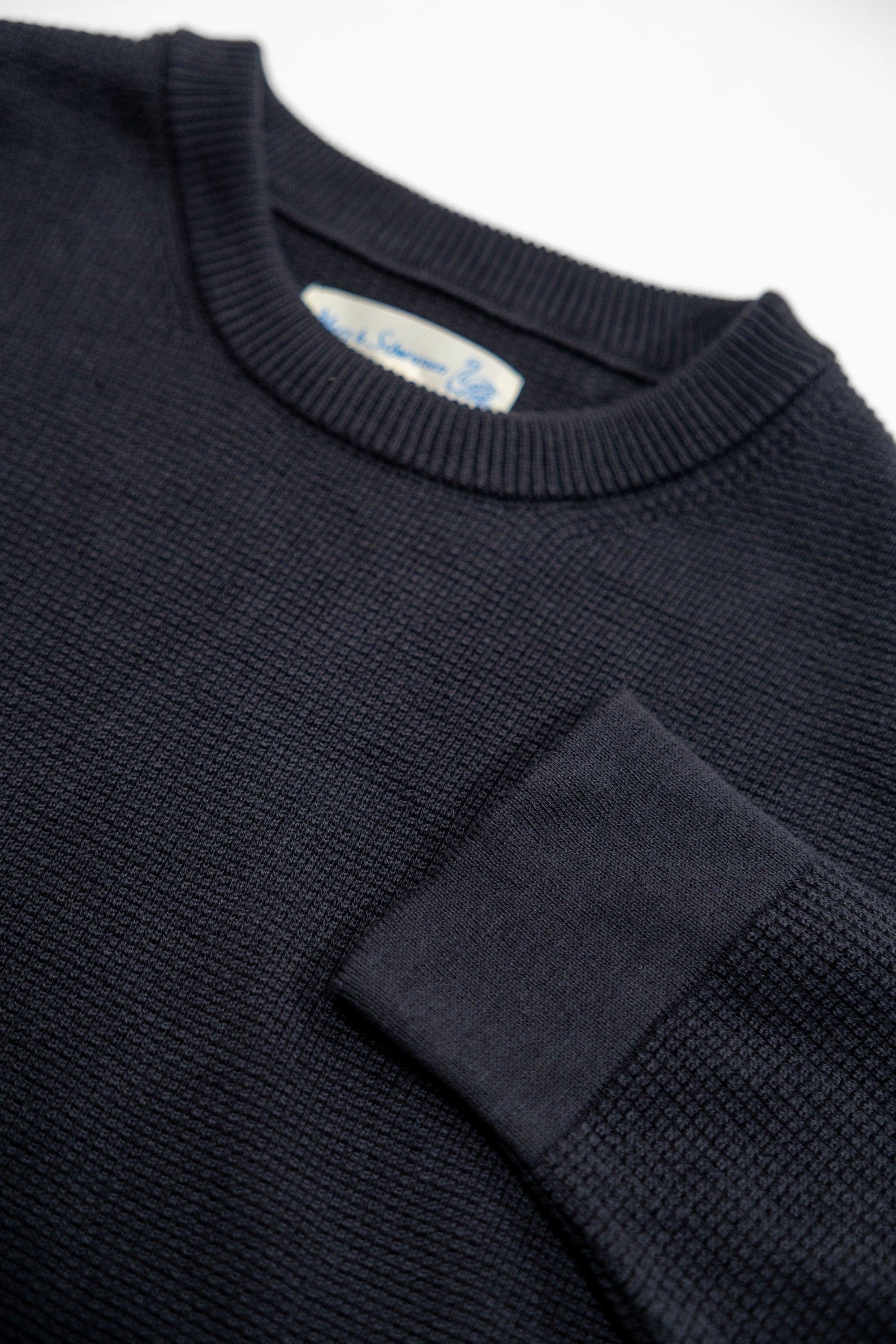 Merz b. Schwanen EASYKNIT01 Lightweight Waffle Knit Sweater - Dark Navy