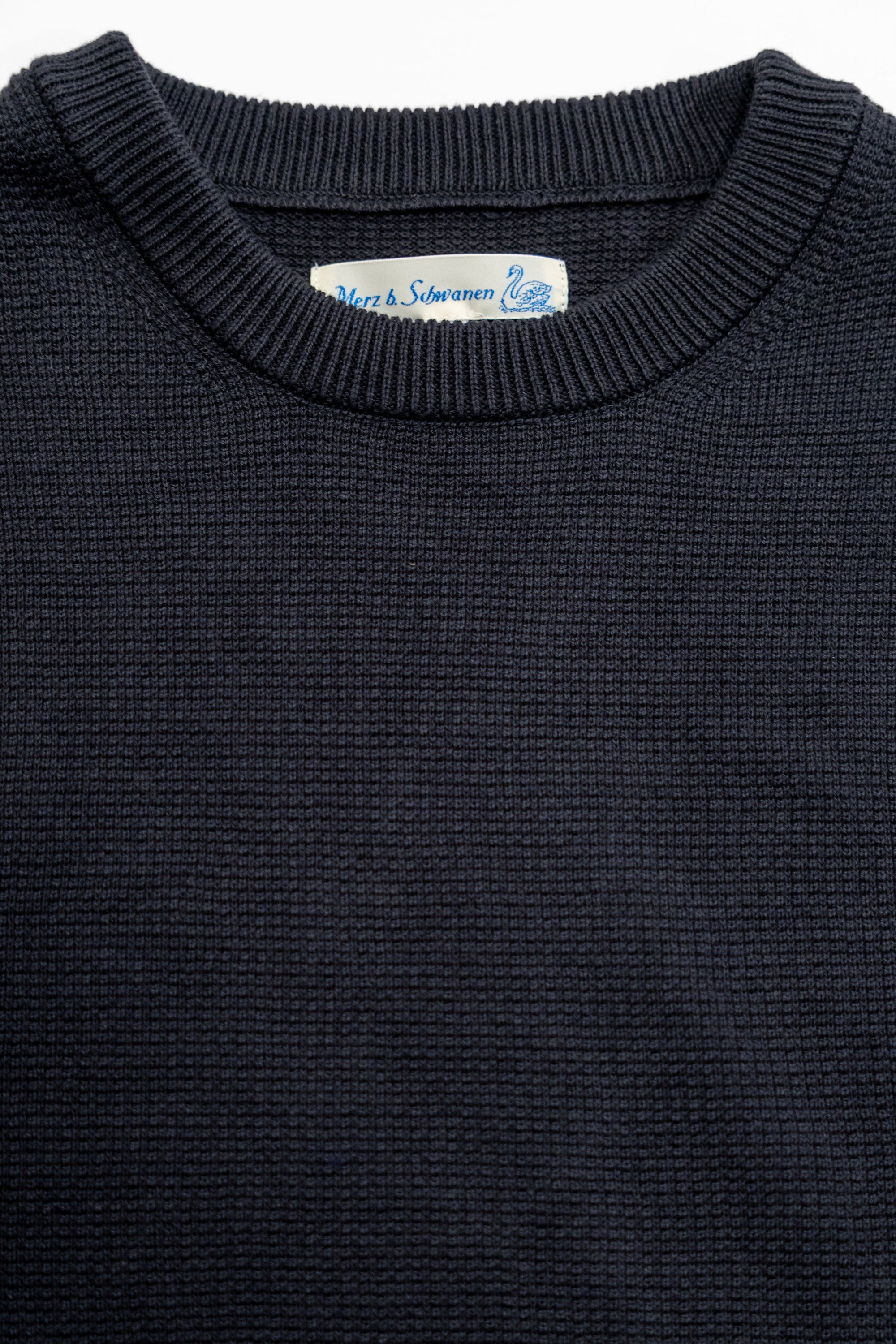 Merz b. Schwanen EASYKNIT01 Lightweight Waffle Knit Sweater - Dark Navy