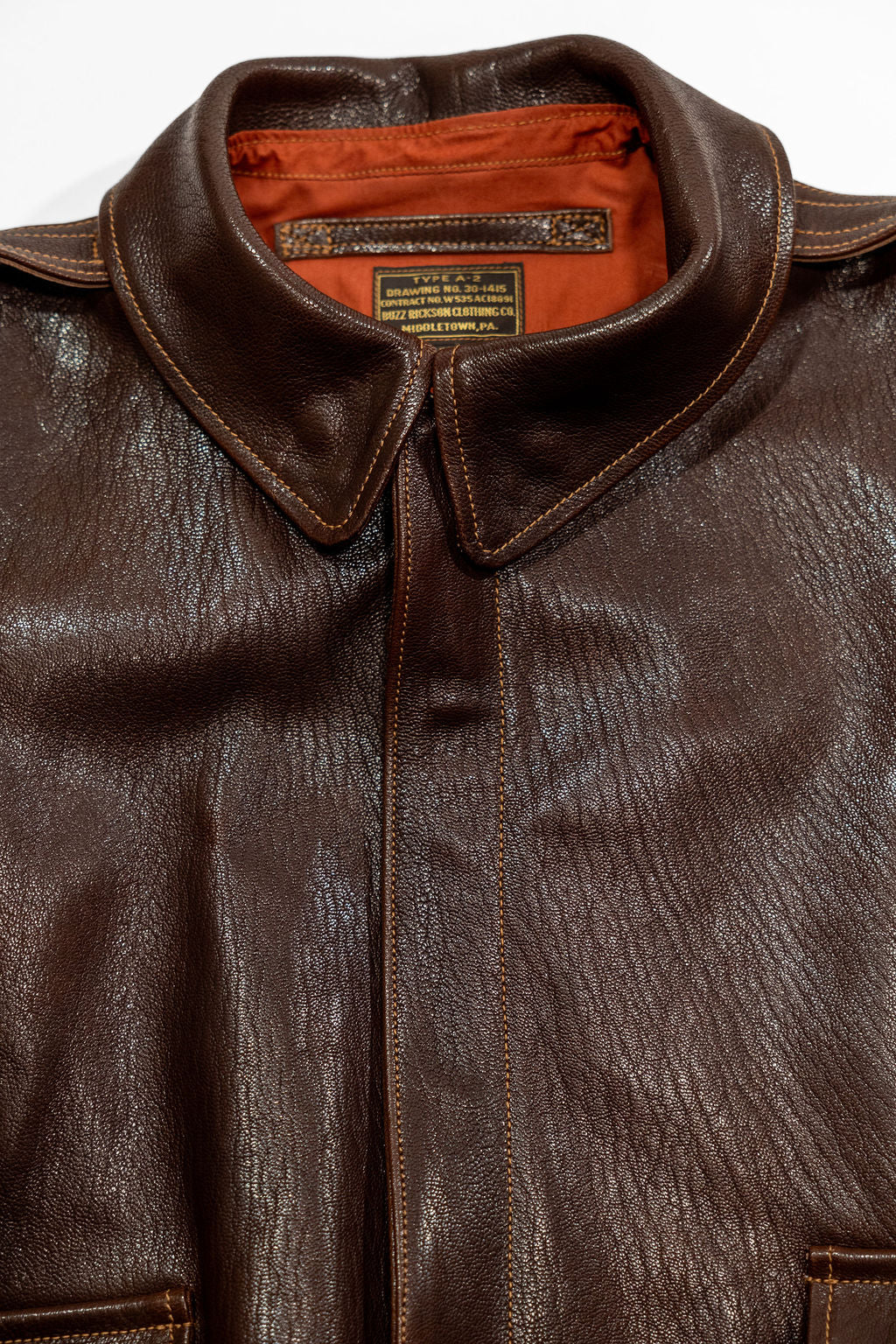 Buzz Rickson's BR80686 Type A-2 “Buzz Rickson Clothing Co. Contract No.18091 Goat Skin” - S/Brown