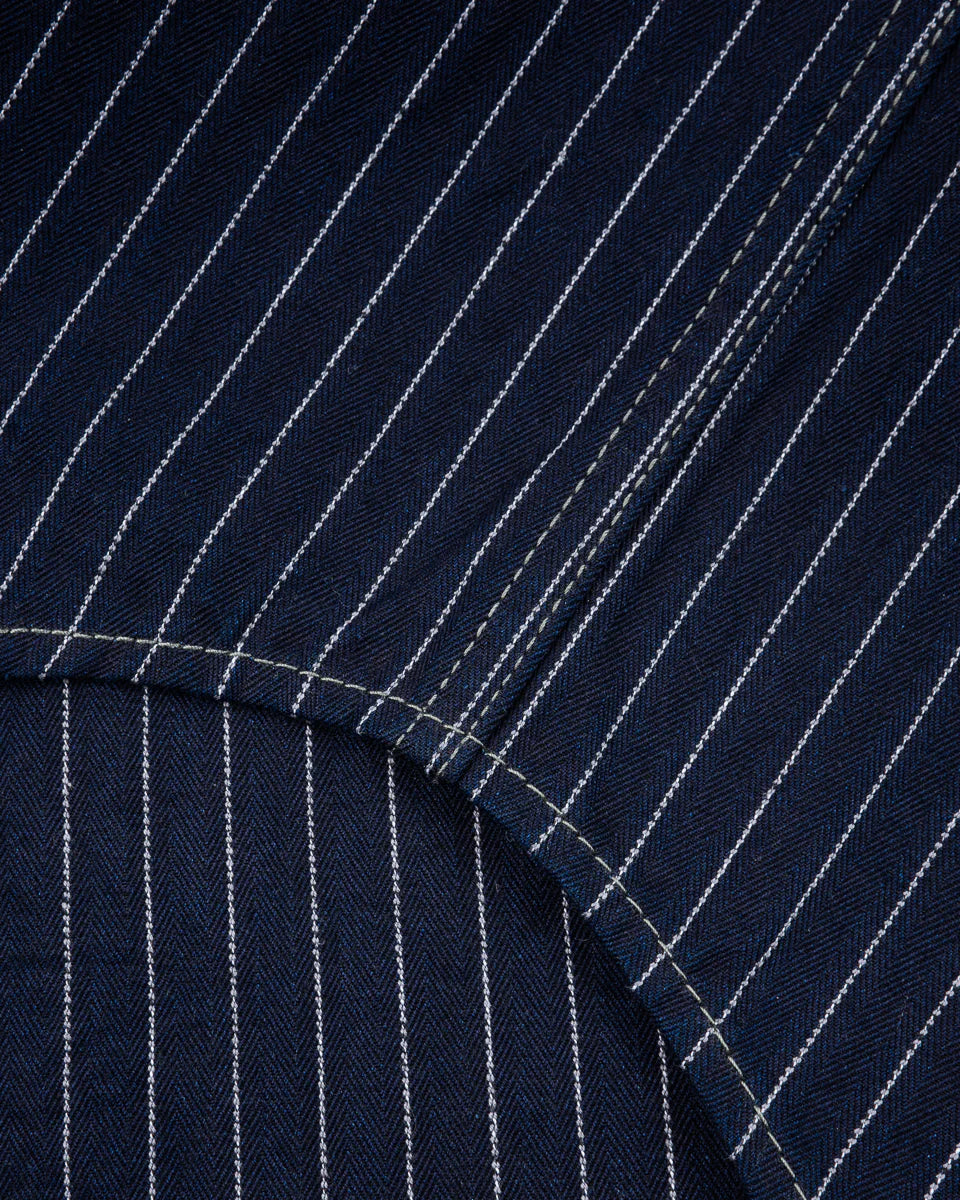 Iron Heart IHSH-424-IND 8.5oz Herringbone Stripe Western Shirt - Indigo
